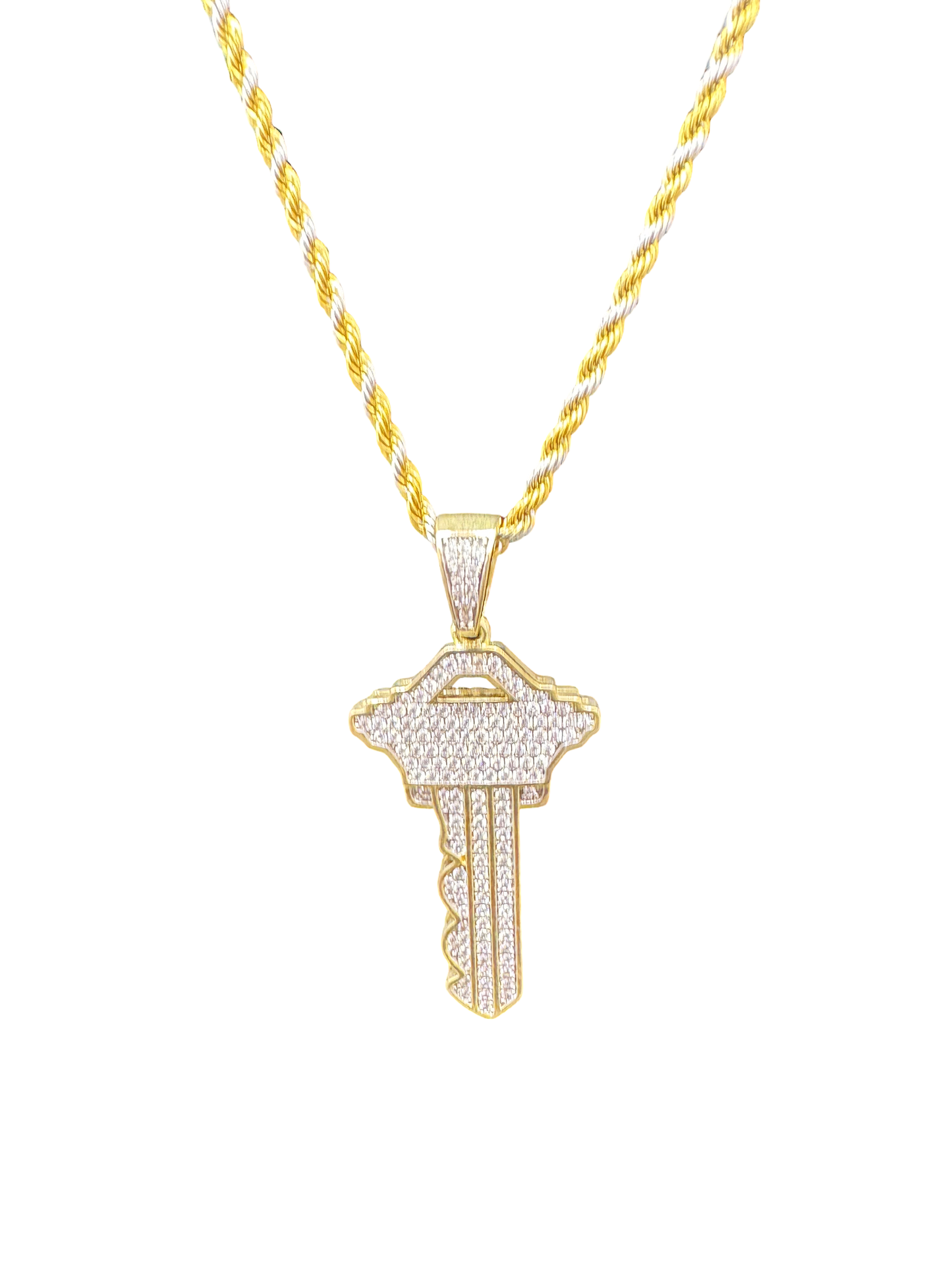 Iced Key Pendant Necklace