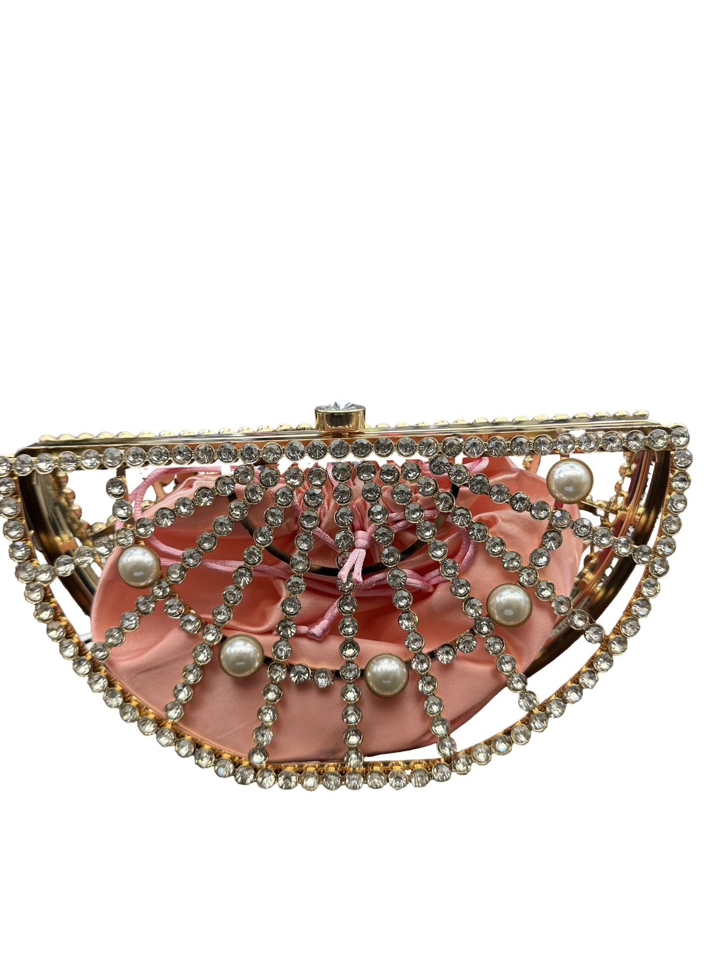 Celeste — Crystal & Pearl Half-Moon Clutch