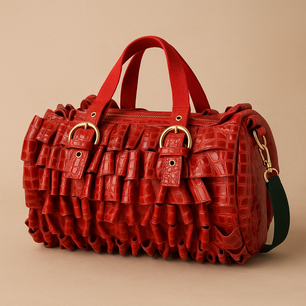Croc Ruffle Satchel