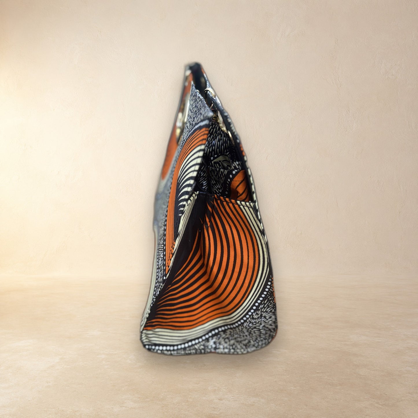 African Wax Print Oval Handle Clutch