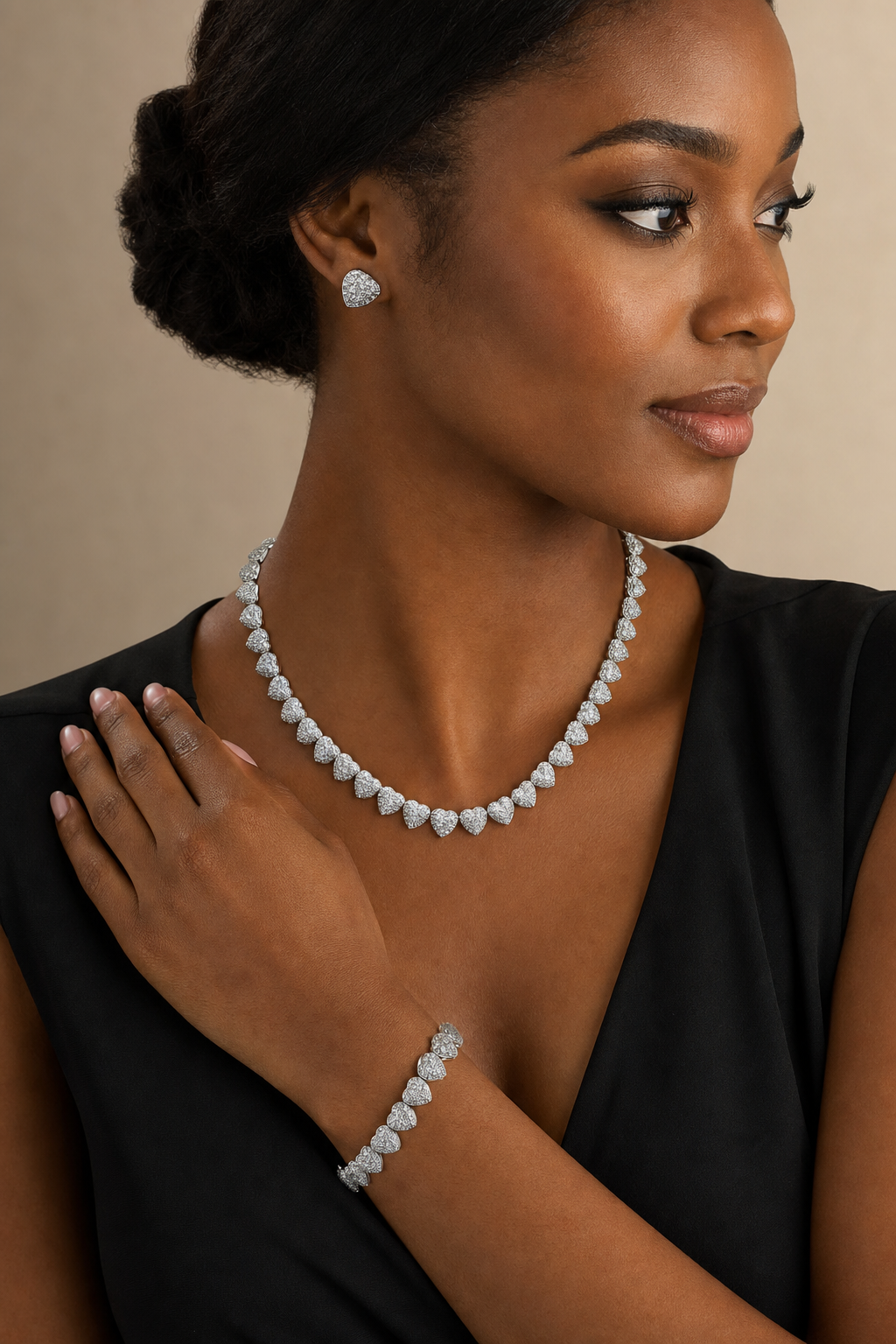 Silver Pavé Heart Necklace