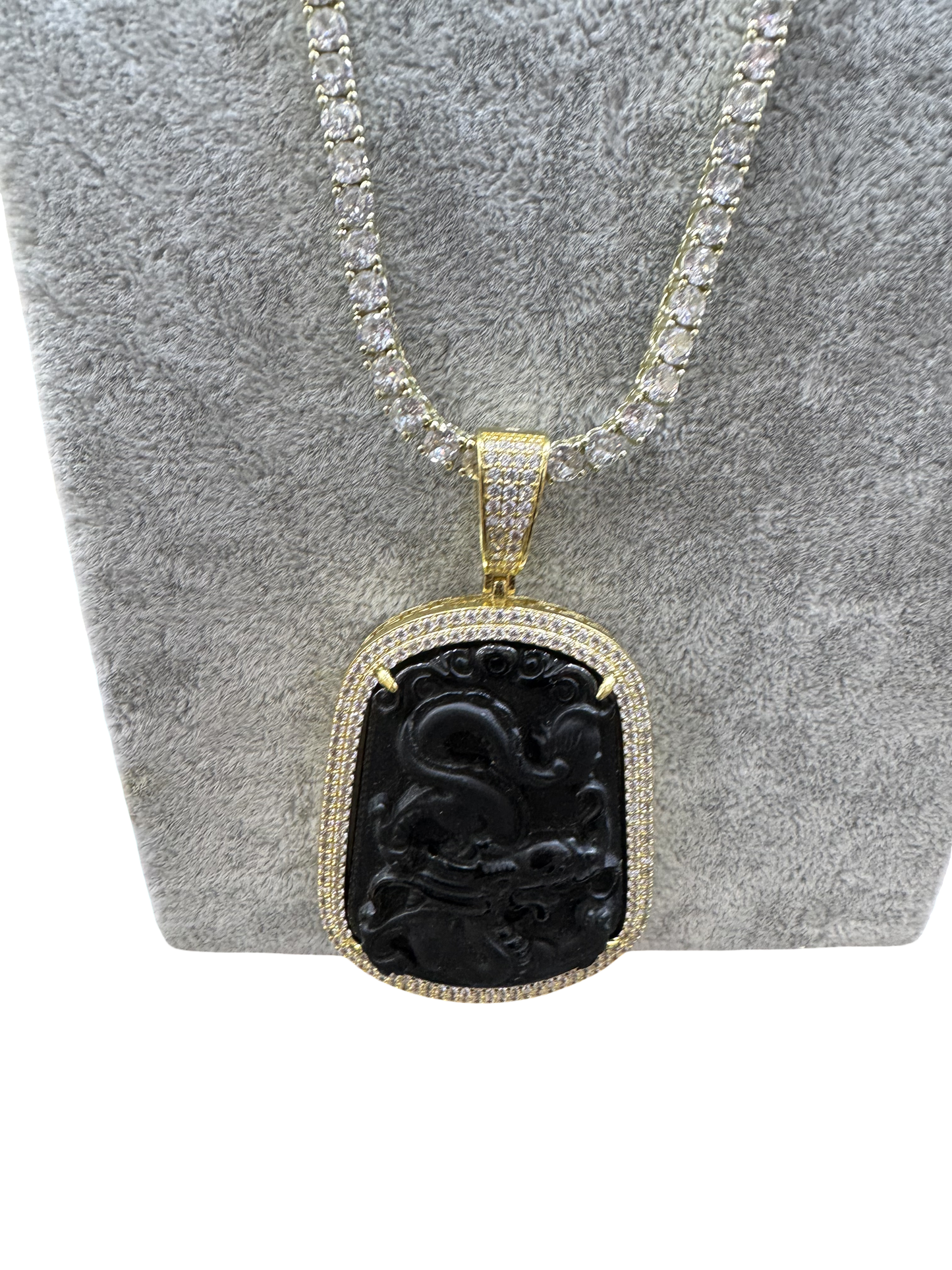 Black Jade Dragon Pendant Chain