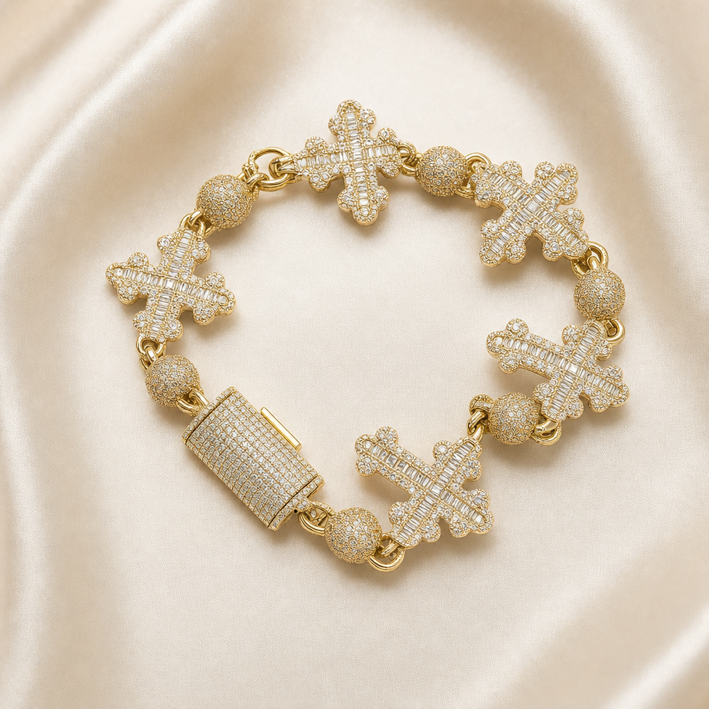 Cross Charm Statement Bracelet
