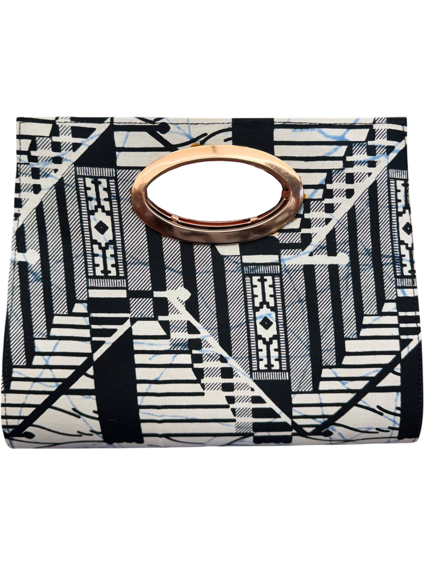 African Wax Print Oval Handle Clutch