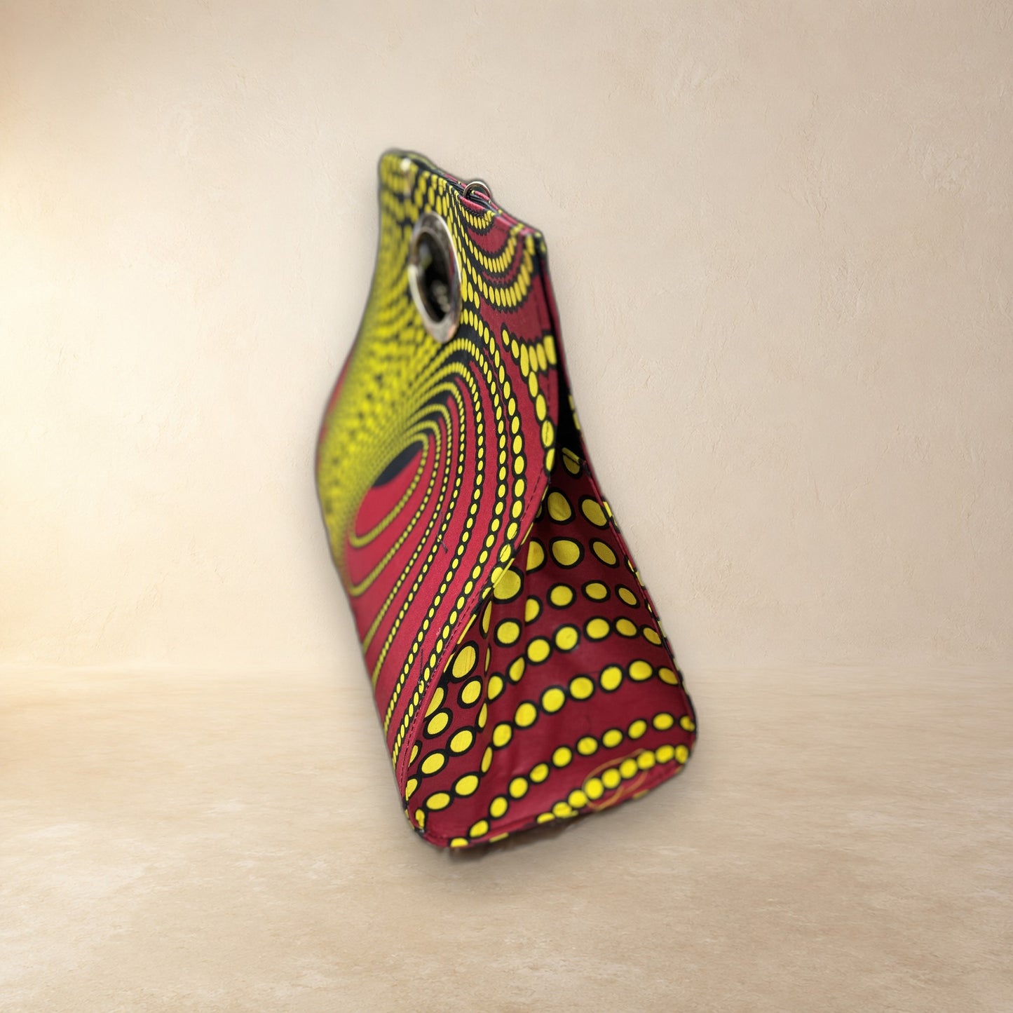 African Wax Print Oval Handle Clutch