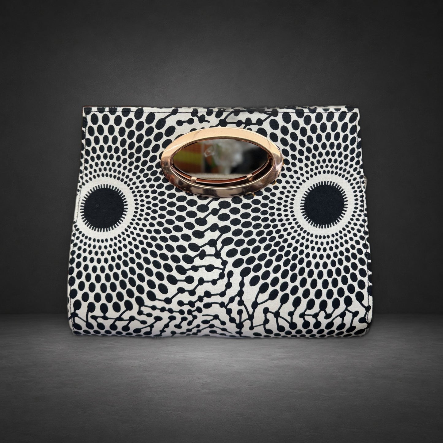 African Wax Print Oval Handle Clutch