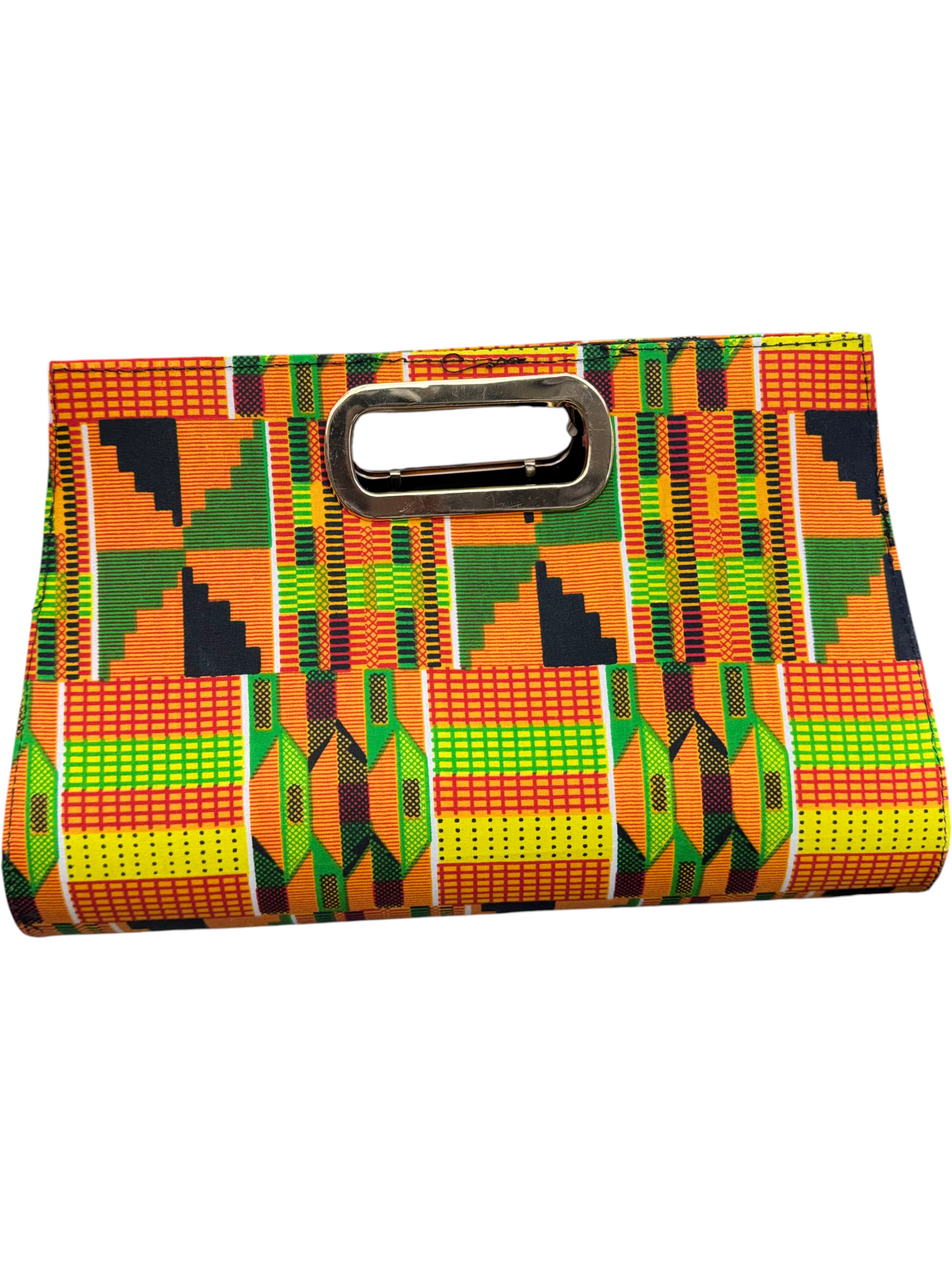 African Wax Print Oval Handle Clutch