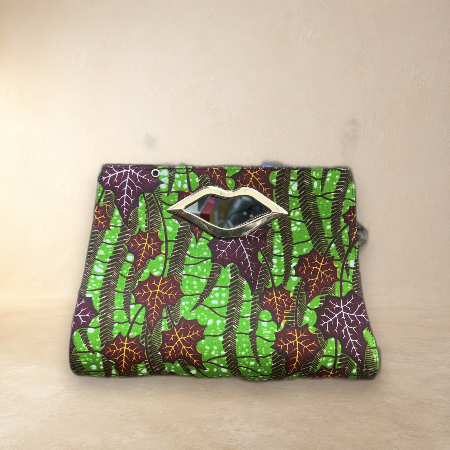 African Wax Print Oval Handle Clutch