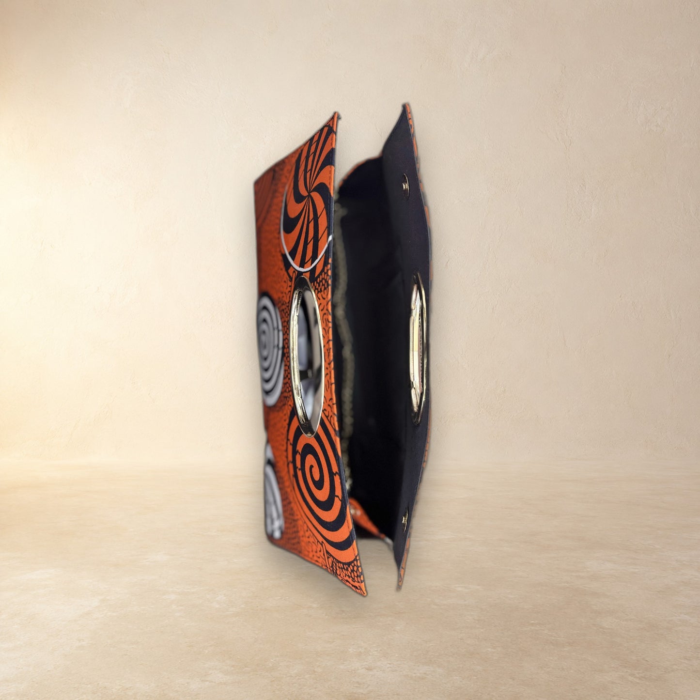 African Wax Print Oval Handle Clutch
