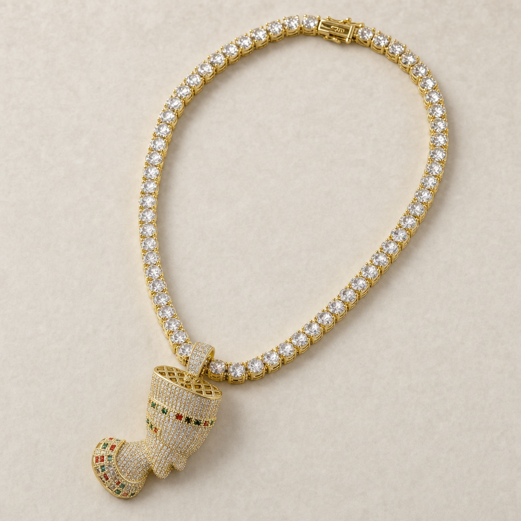 Gold Tennis Chain with Pendant