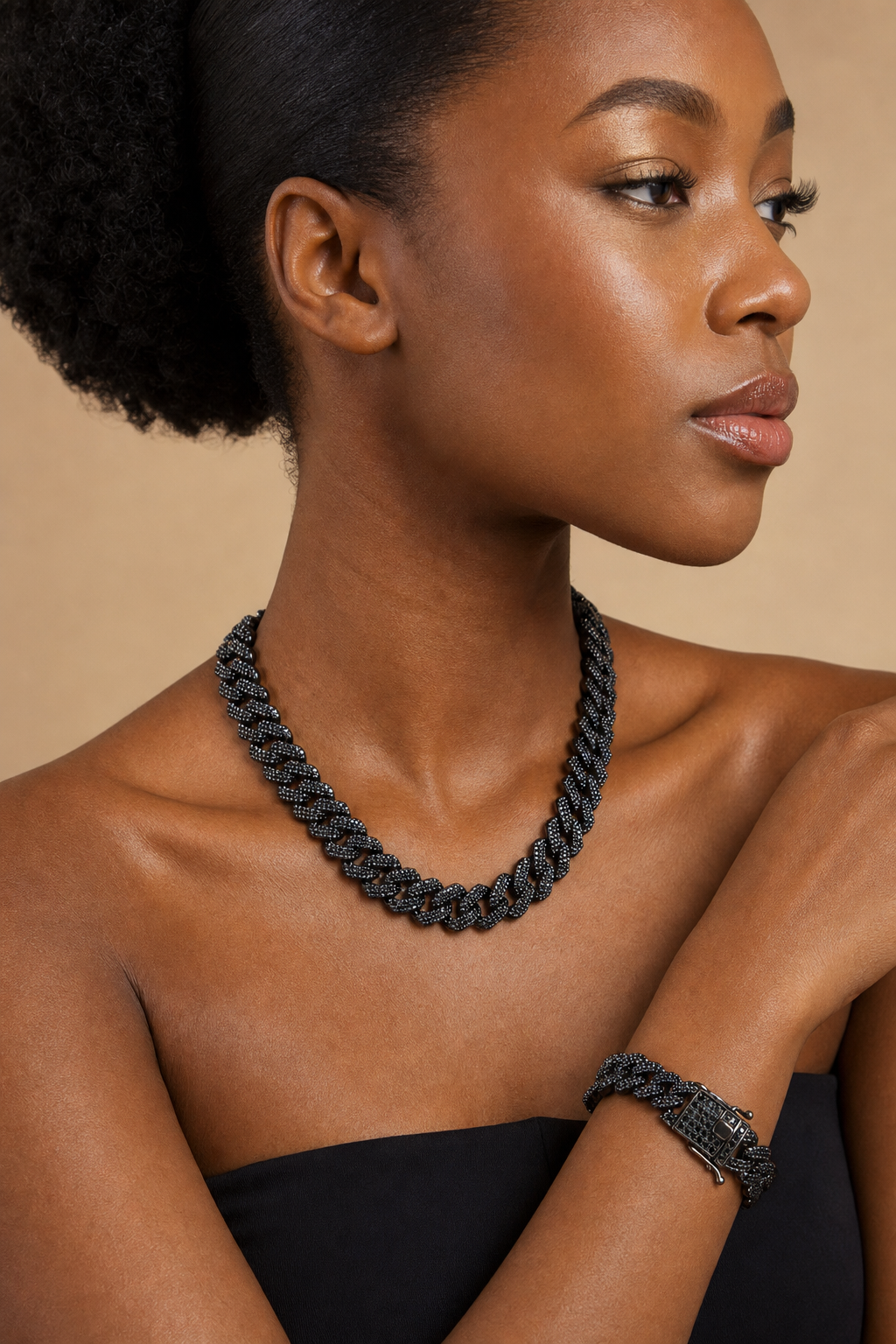 Black Iced Cuban Chain & Bracelet