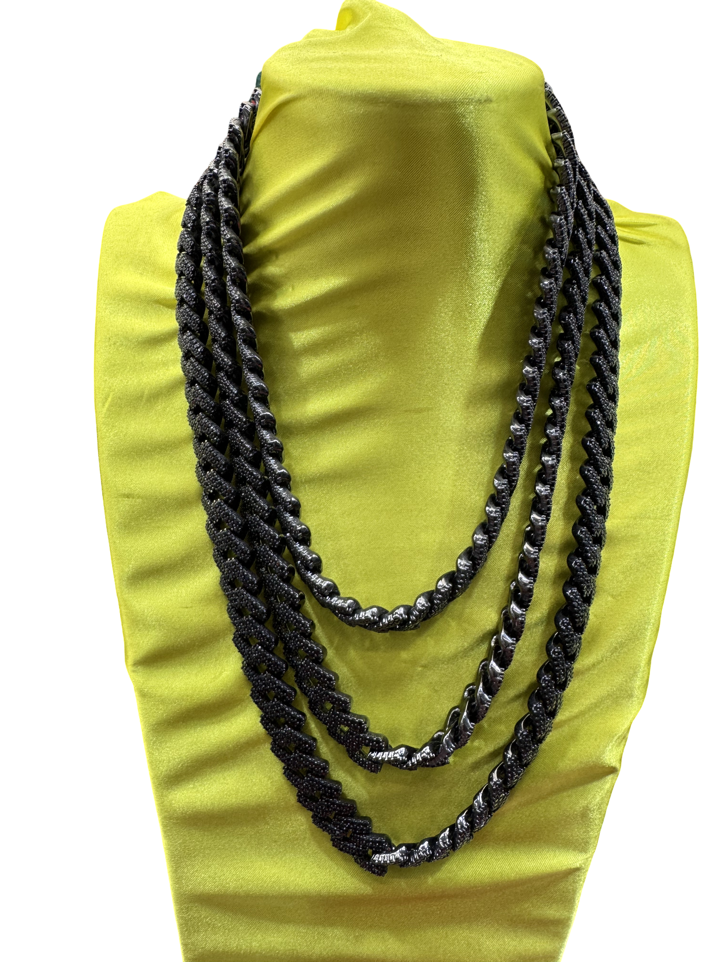 Black Multi-Strand Cuban Chain Necklace