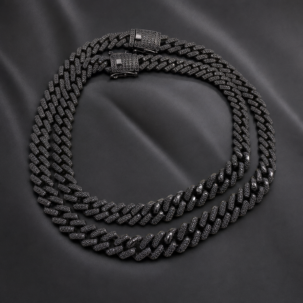 Black Multi-Strand Cuban Chain Necklace