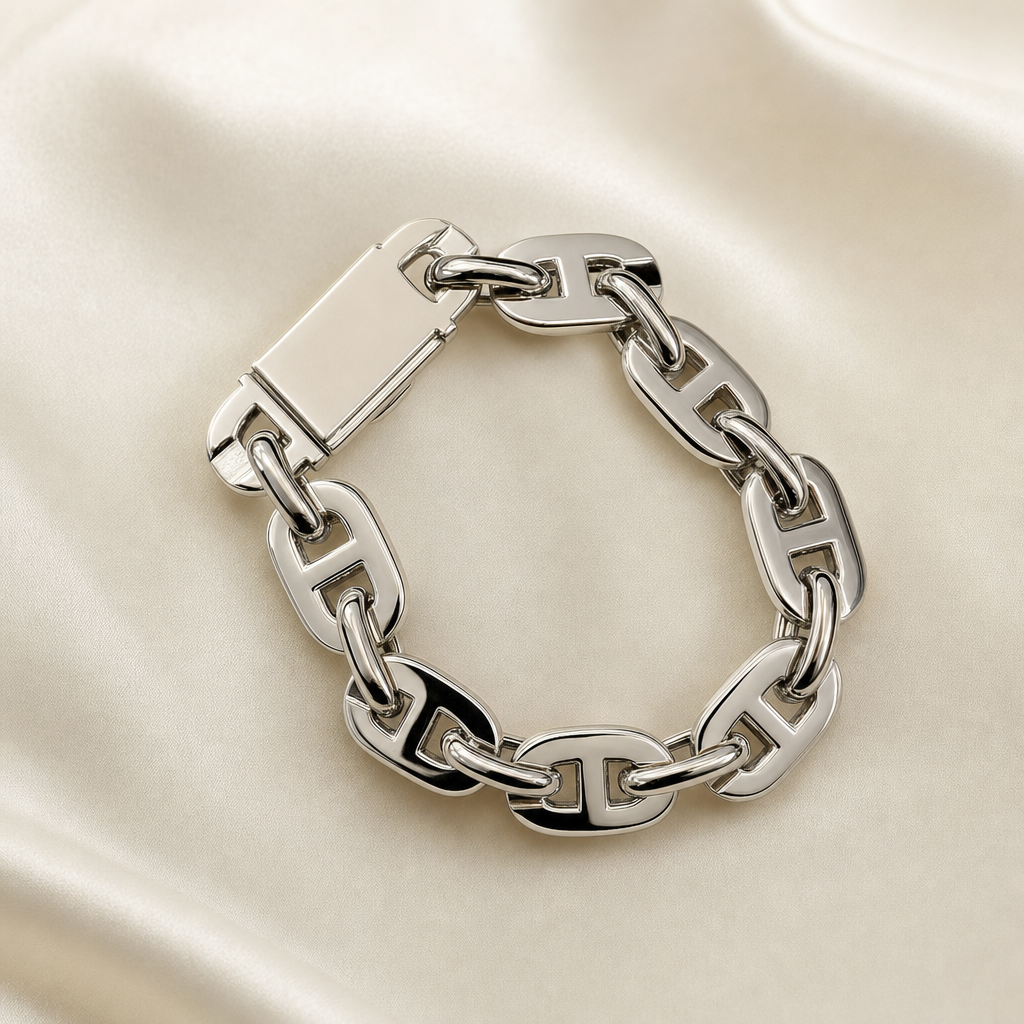 Rhinestone Chunky Chain Link Bracelet