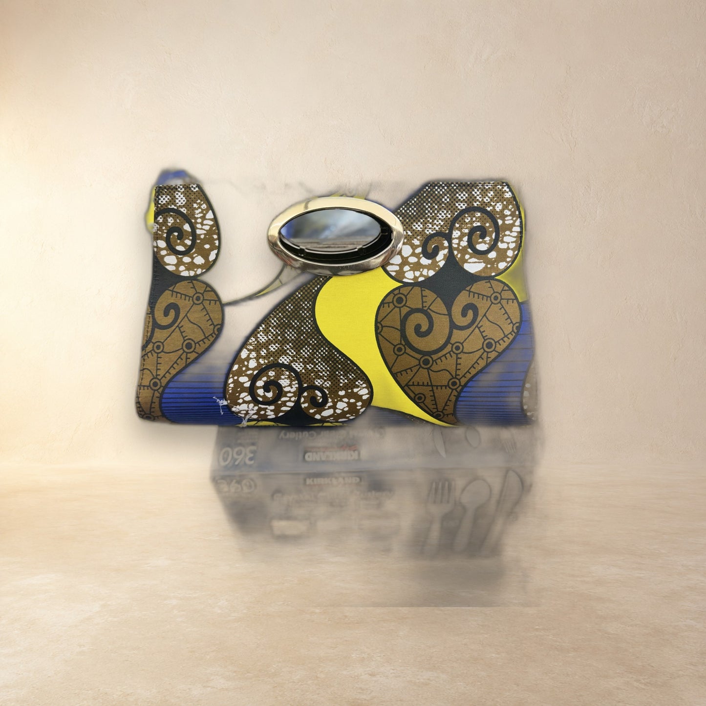 African Wax Print Oval Handle Clutch
