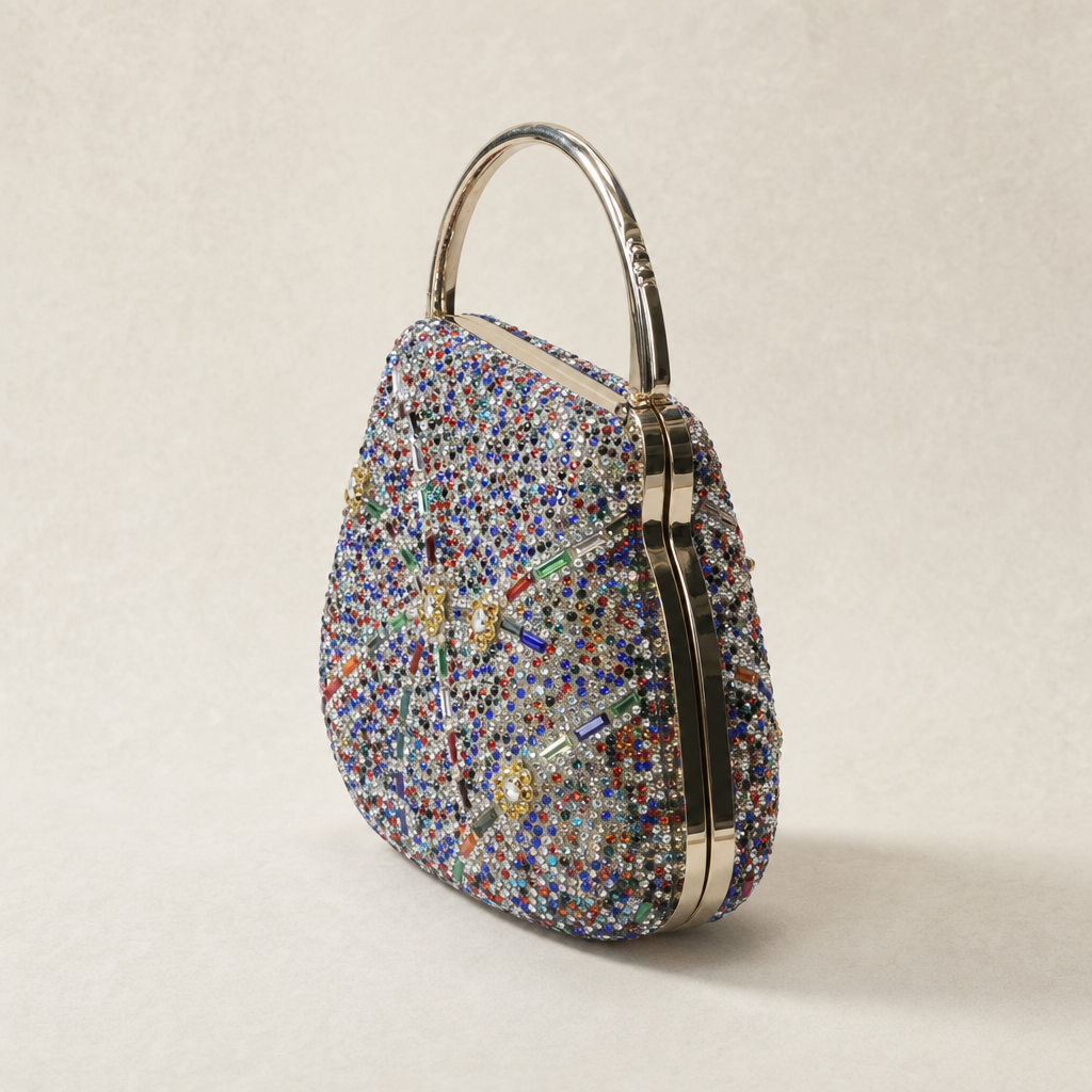 Confetti Crystal Oval Clutch