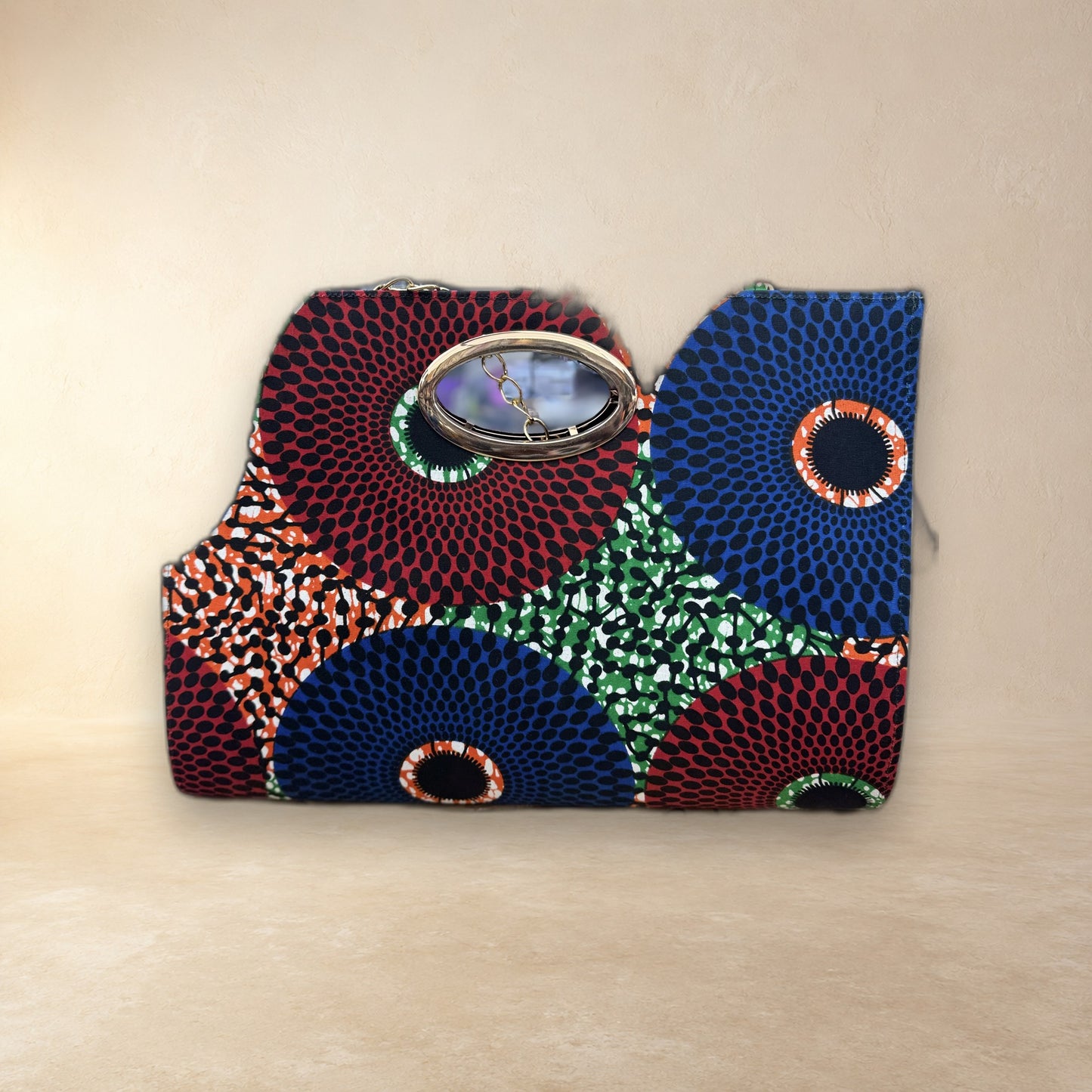 African Wax Print Oval Handle Clutch