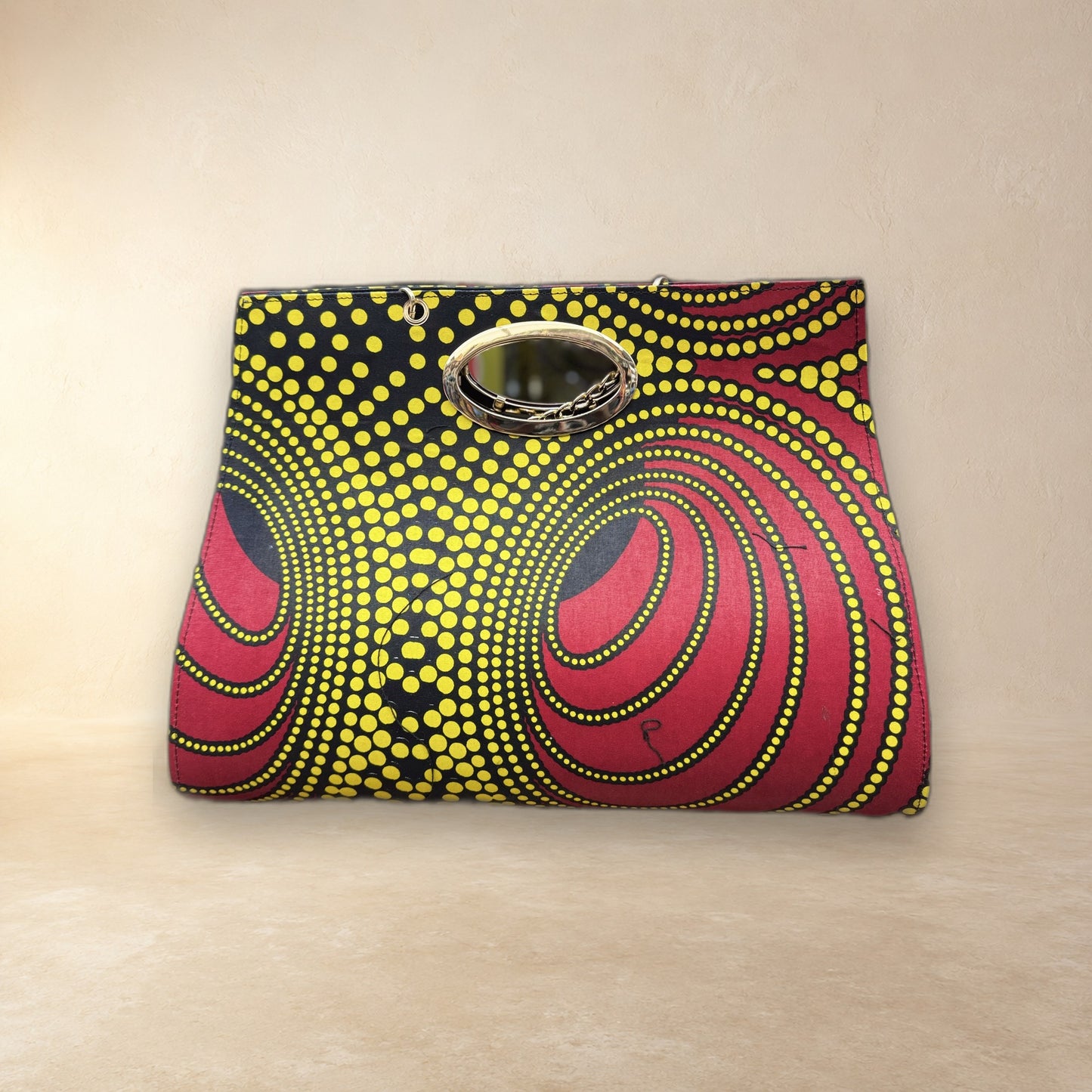African Wax Print Oval Handle Clutch