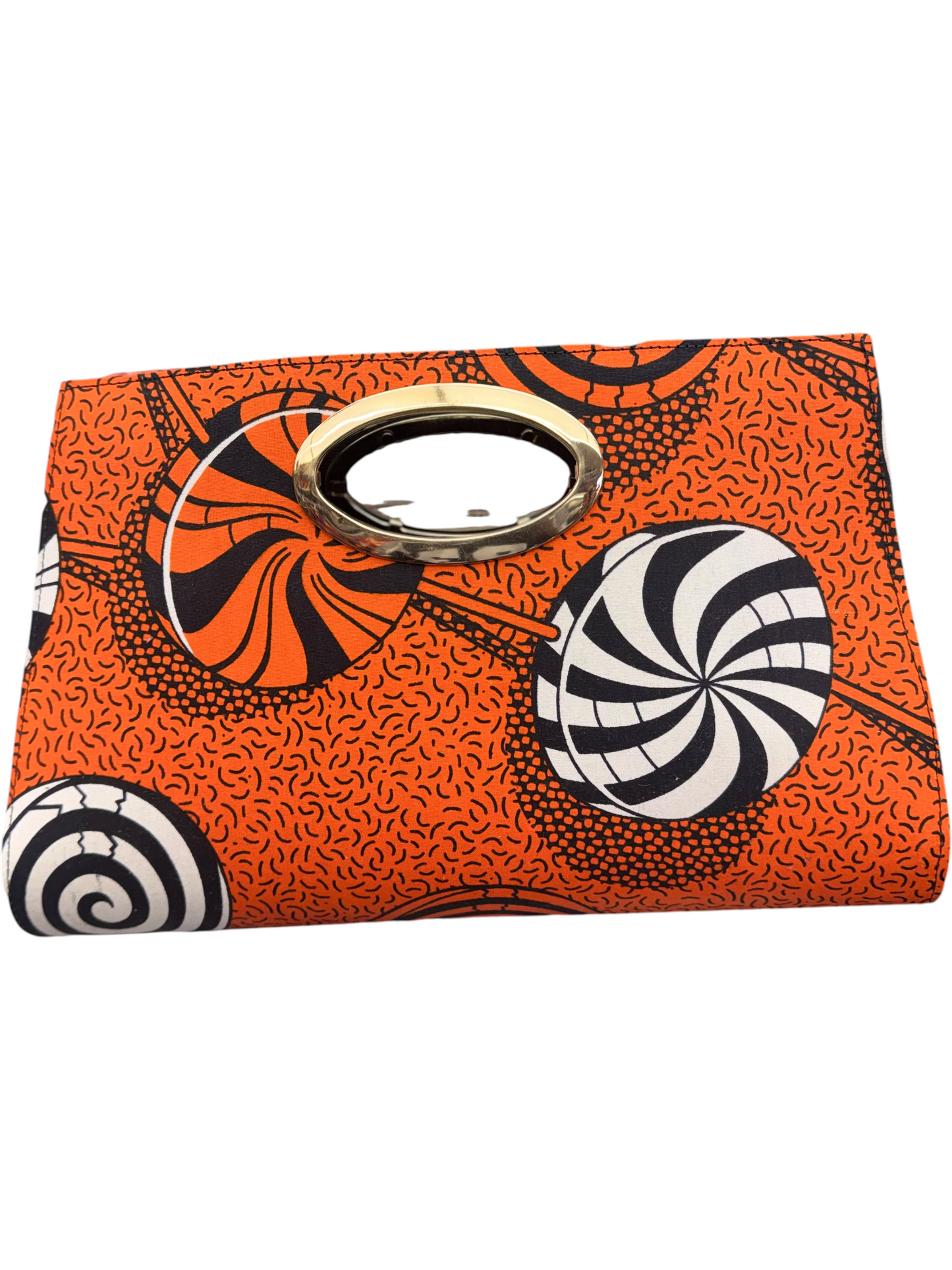African Wax Print Oval Handle Clutch