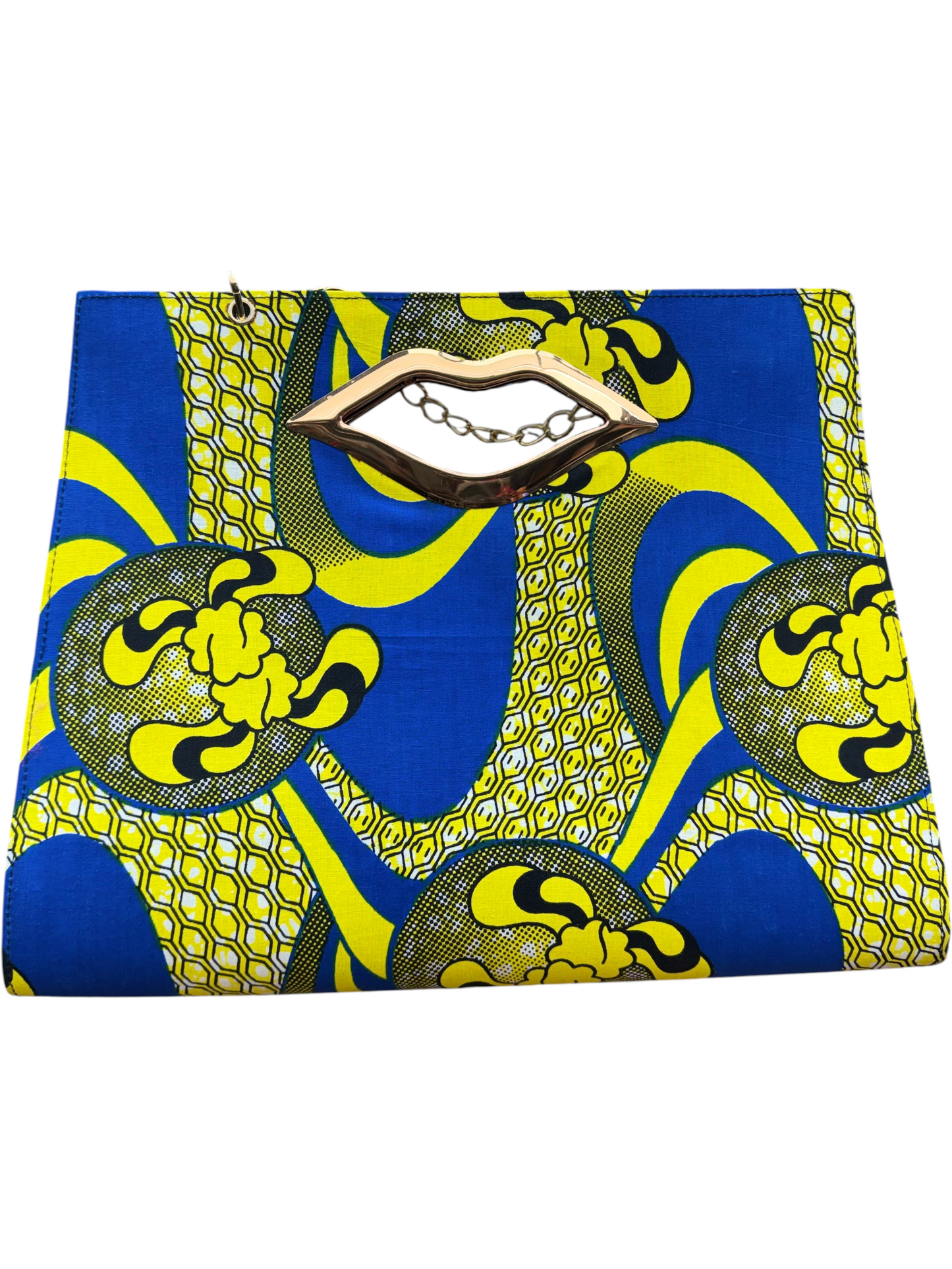 African Wax Print Oval Handle Clutch