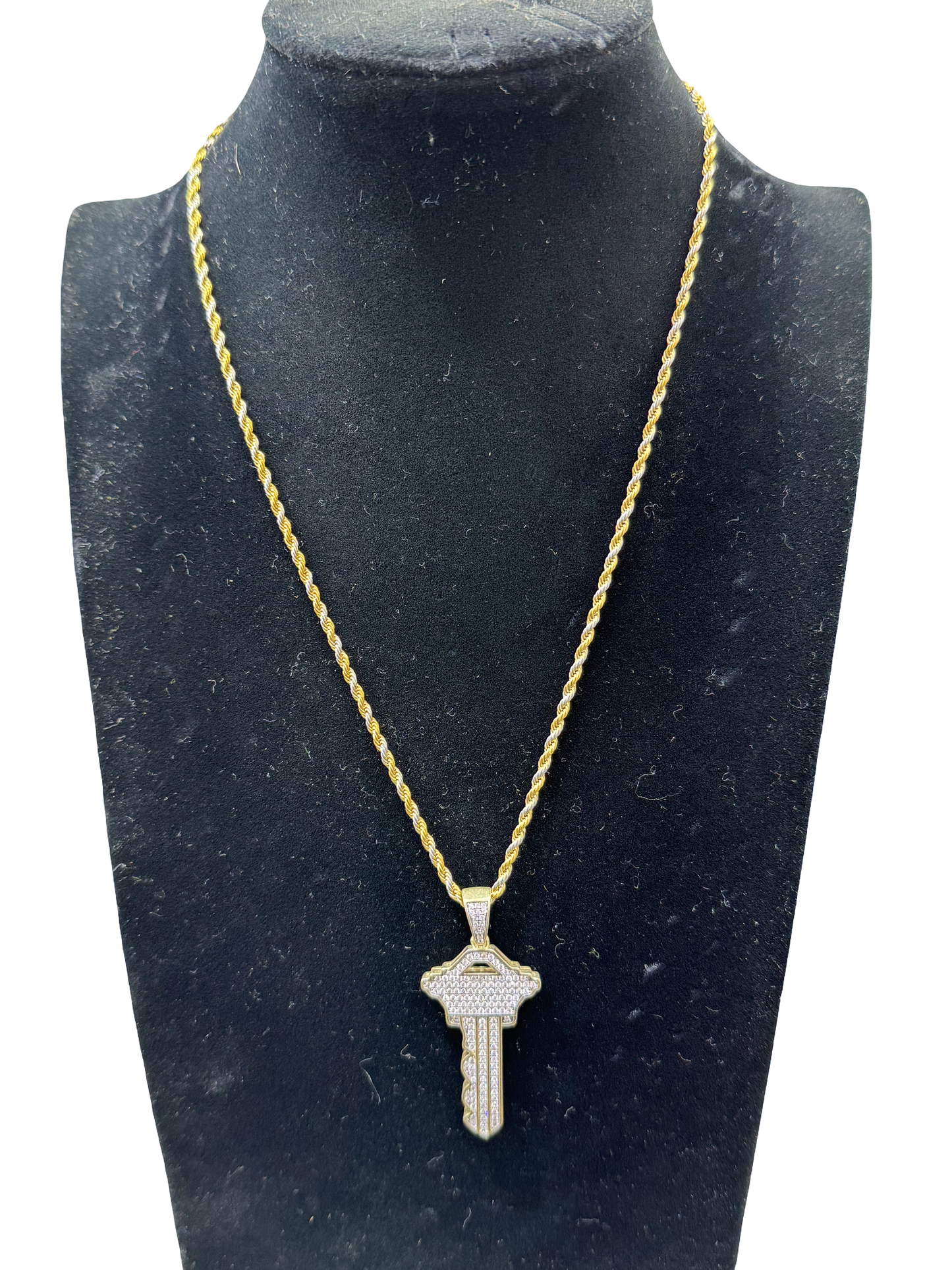 Iced Key Pendant Necklace