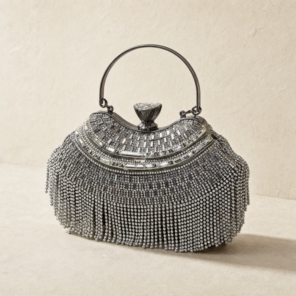 Crystal Fringe Evening Clutch