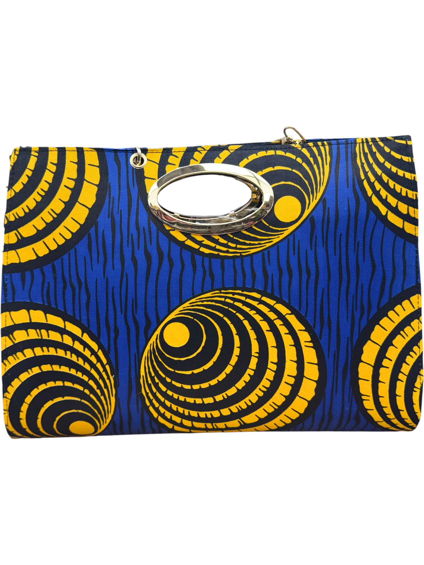 African Wax Print Oval Handle Clutch