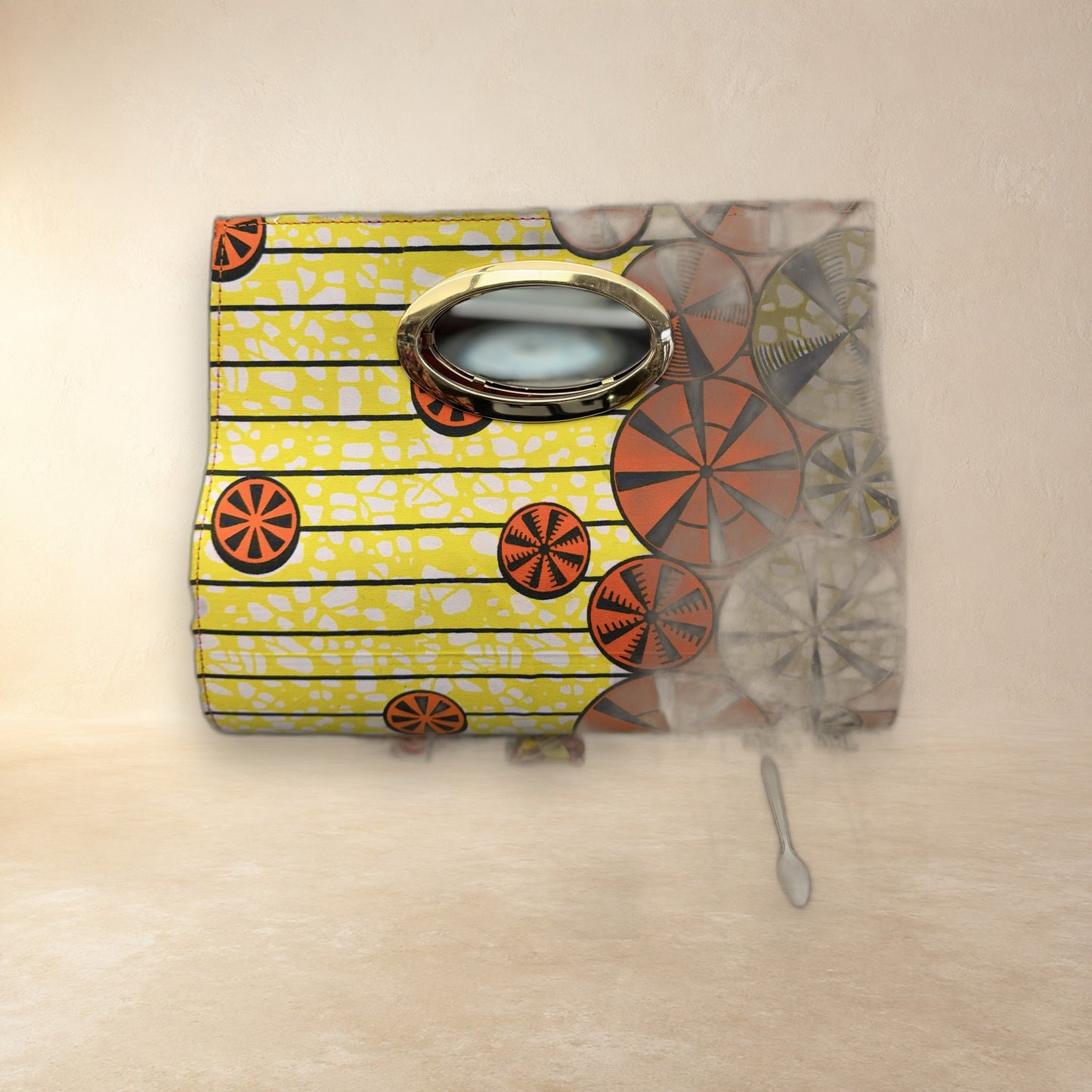 African Wax Print Oval Handle Clutch