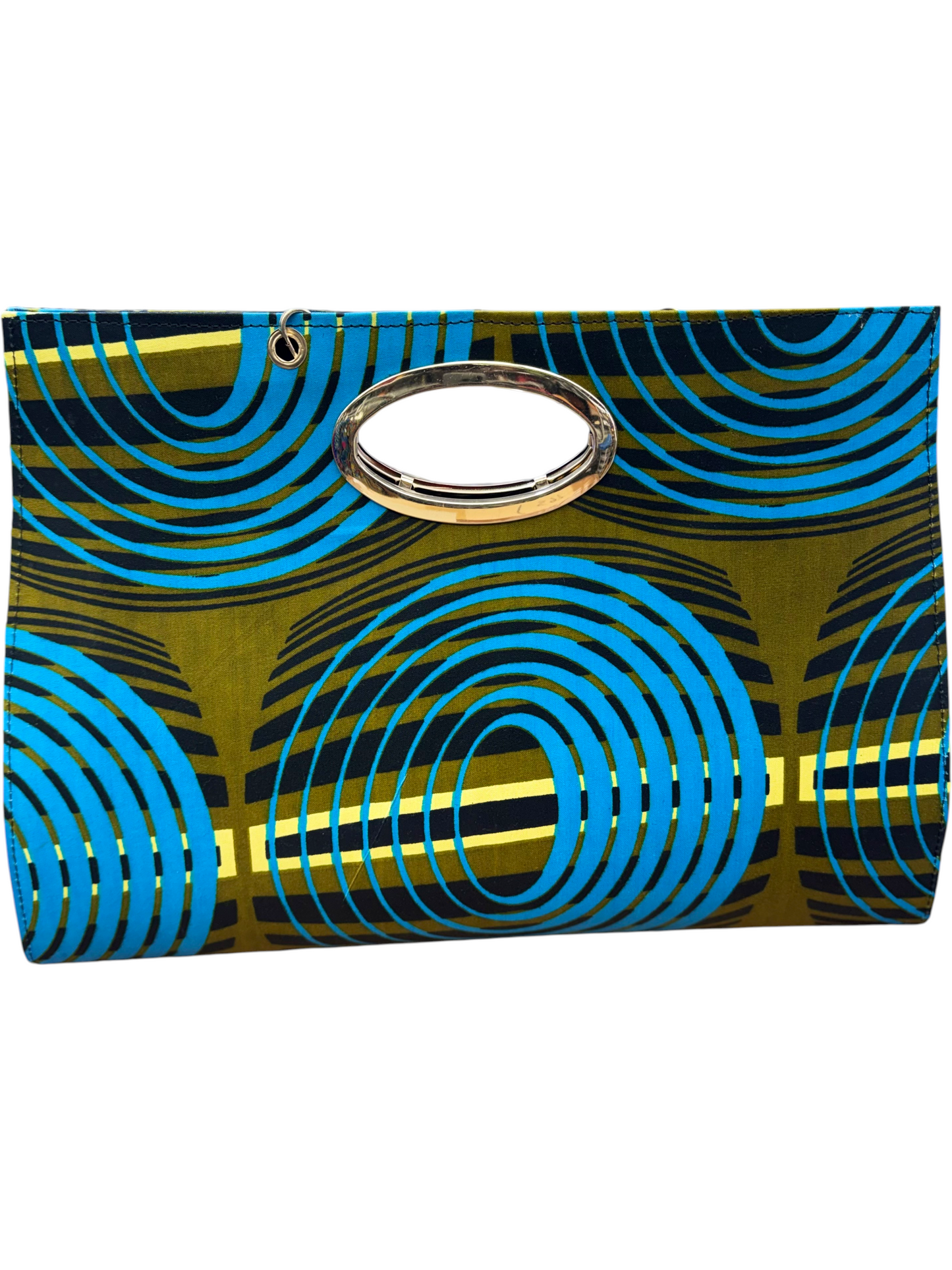 African Wax Print Oval Handle Clutch