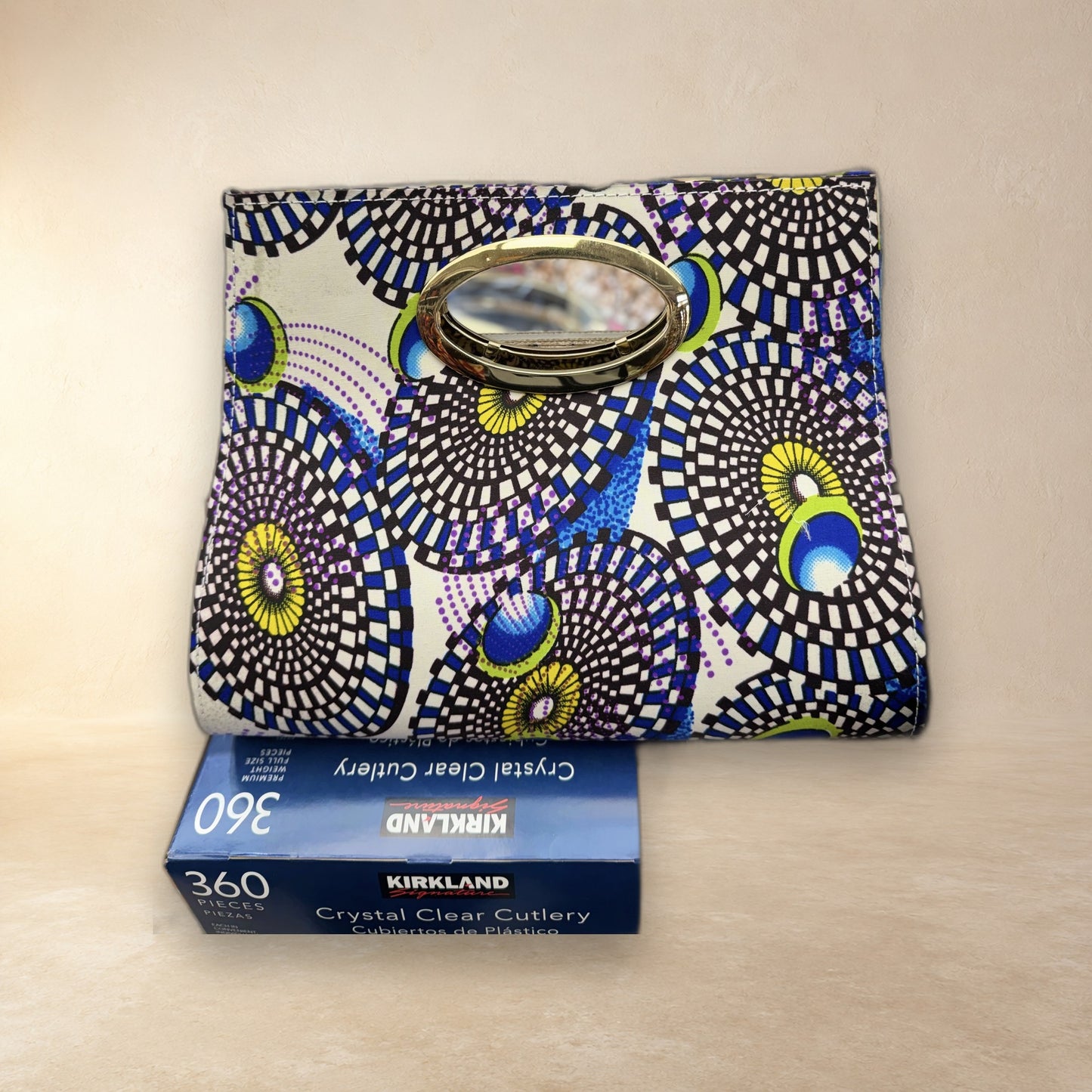 African Wax Print Oval Handle Clutch