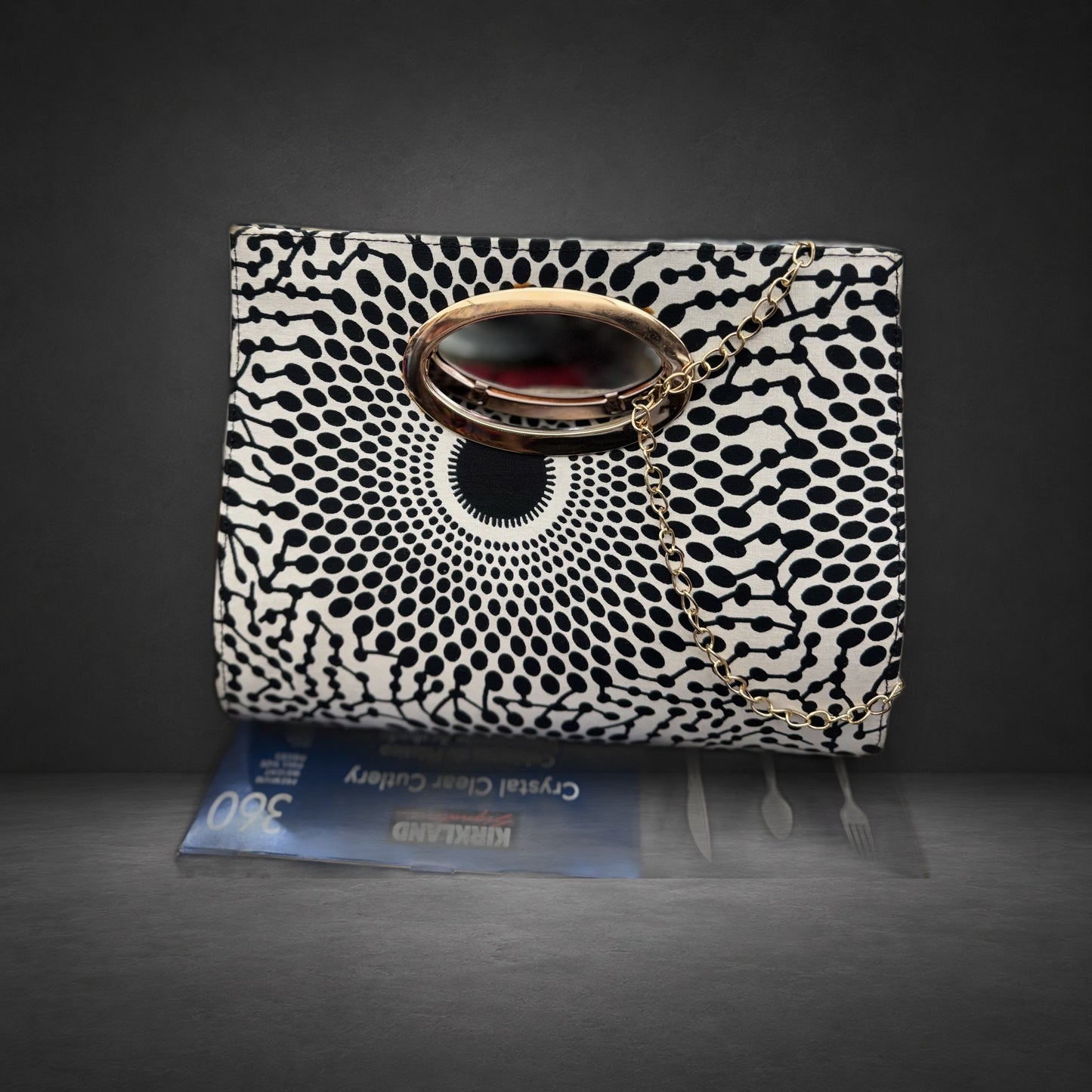African Wax Print Oval Handle Clutch