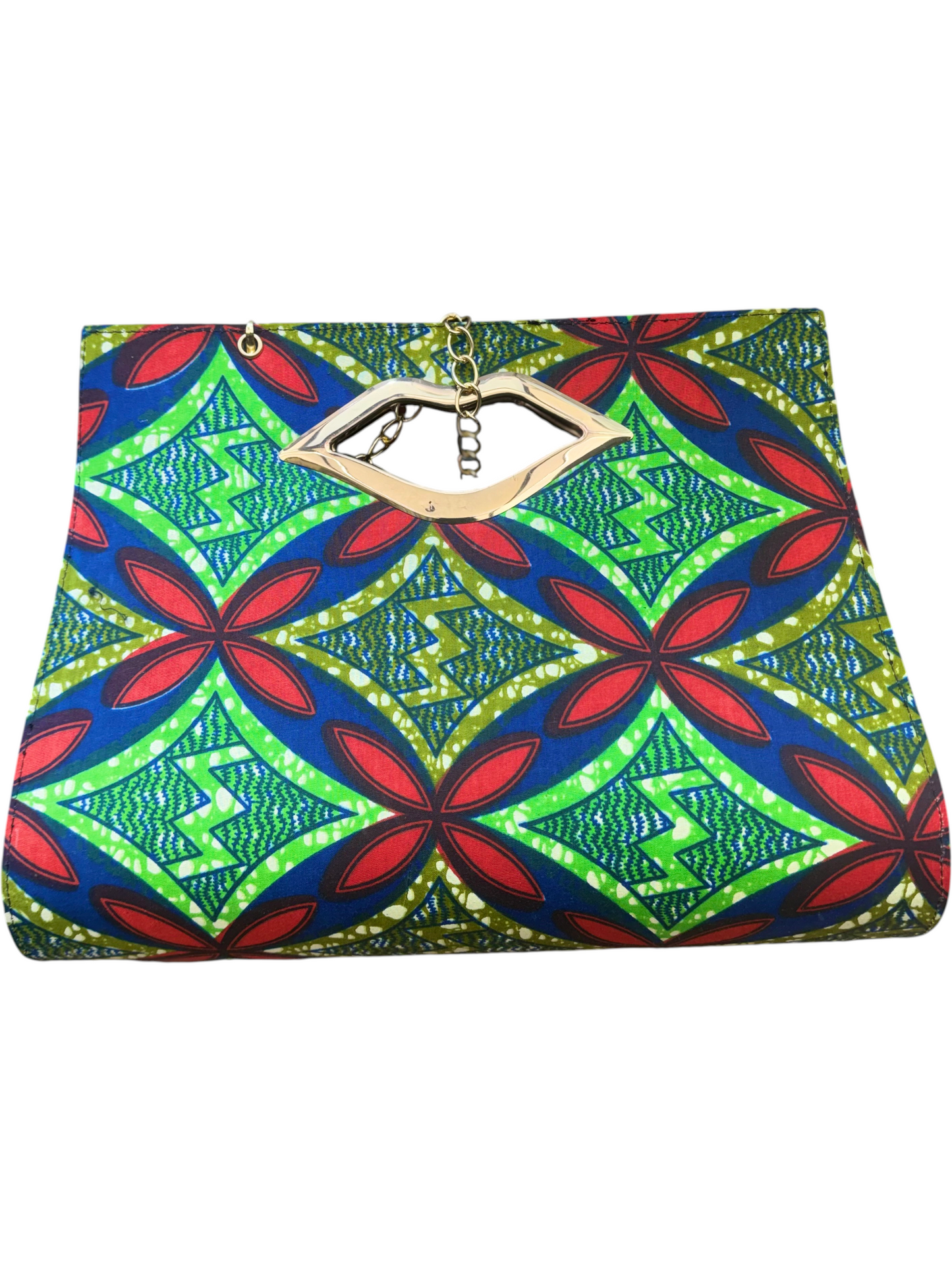 African Wax Print Oval Handle Clutch