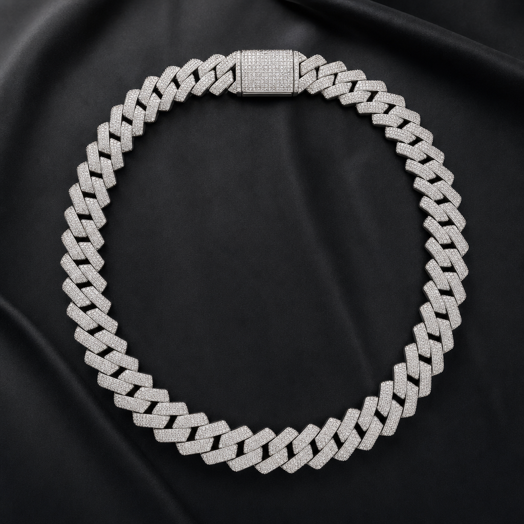 Silver Iced Cuban Link Chain