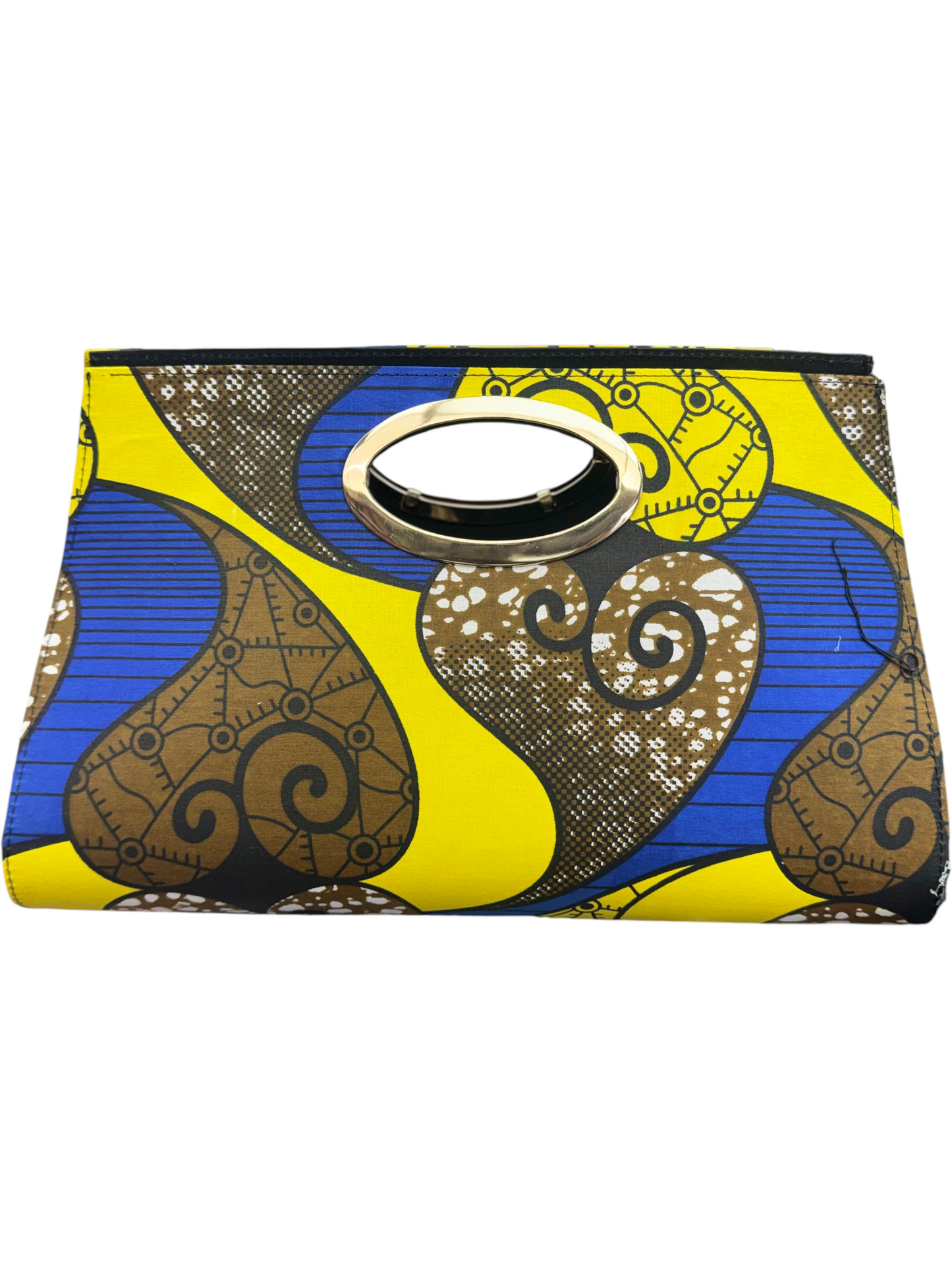 African Wax Print Oval Handle Clutch