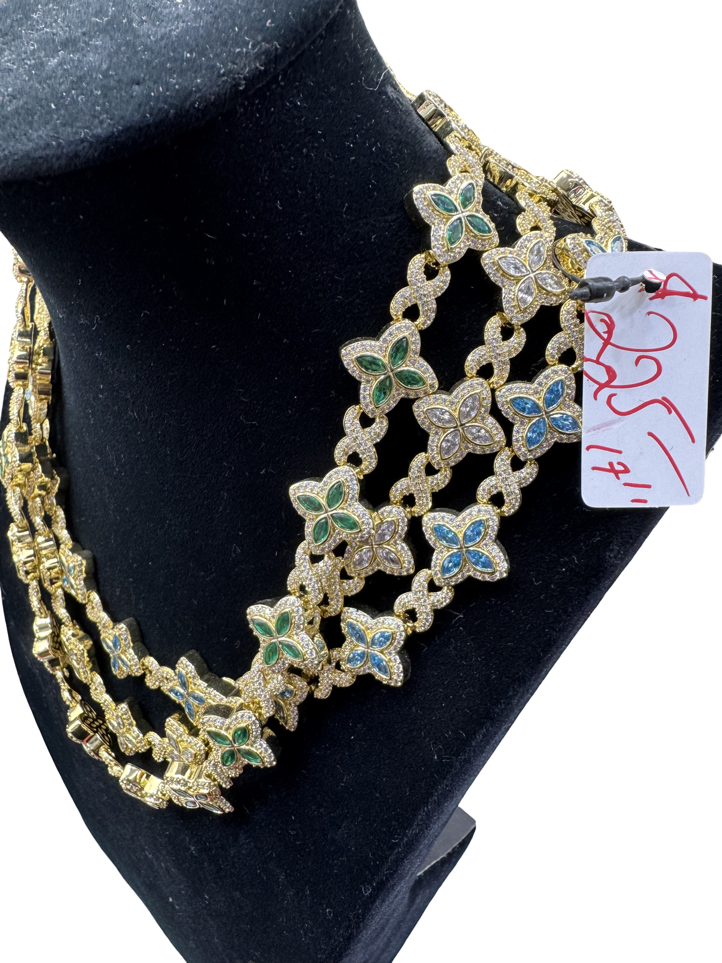 Gold Clover-Motif Layered Statement Necklace