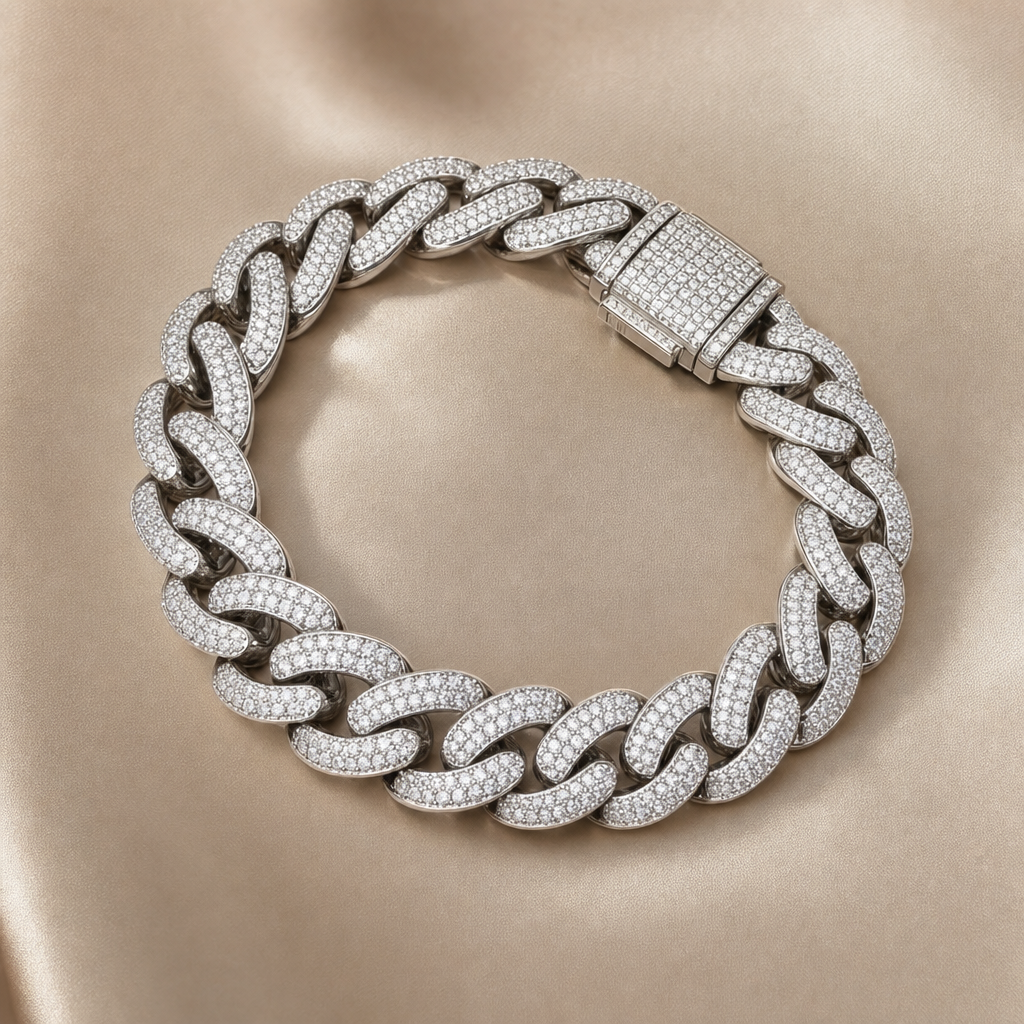 Rhinestone Chunky Chain Link Bracelet