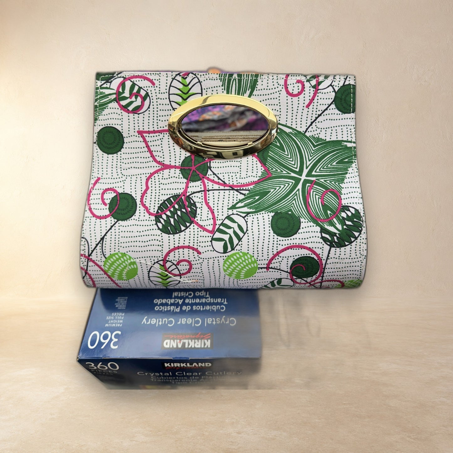 African Wax Print Oval Handle Clutch