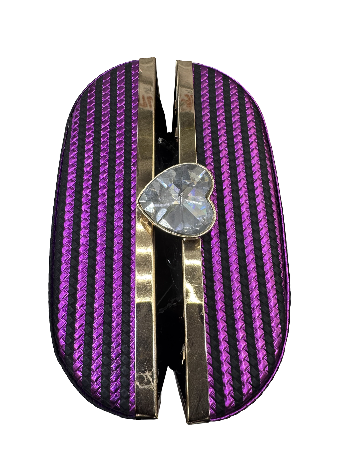 Crystal Heart Striped Clutch