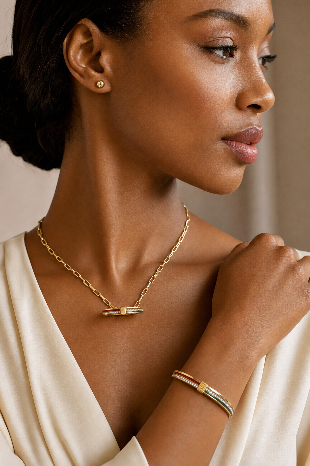 Gold-Tone Hinged Bangle