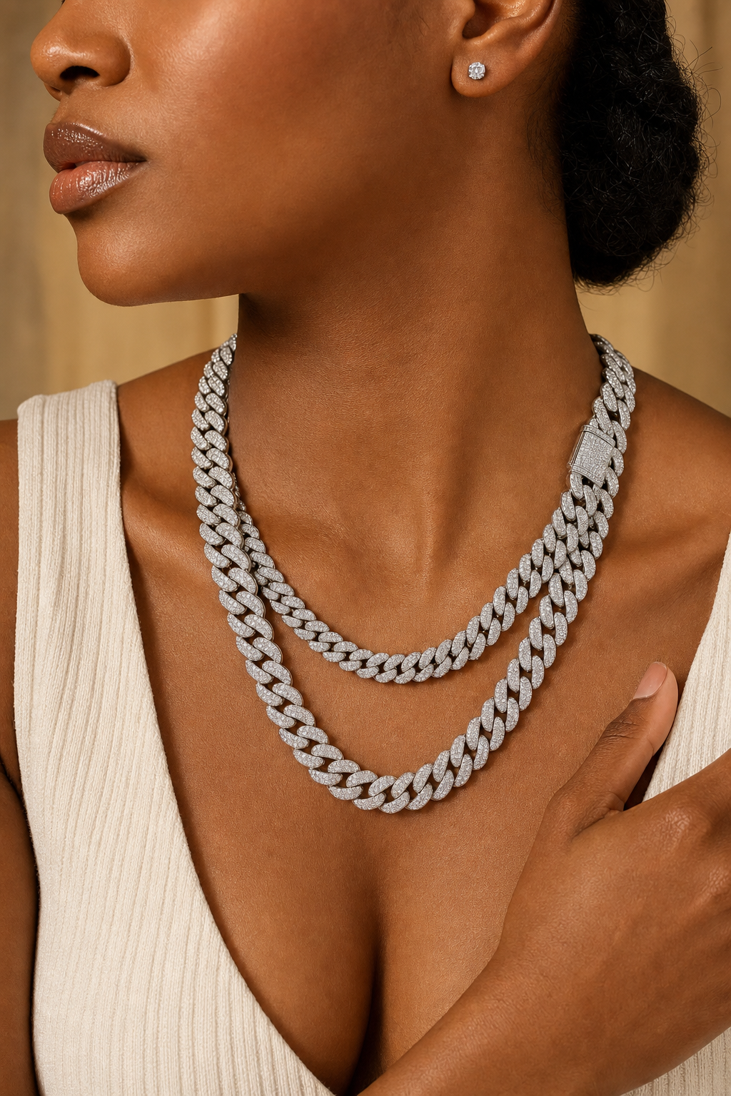Silver Iced Cuban Set