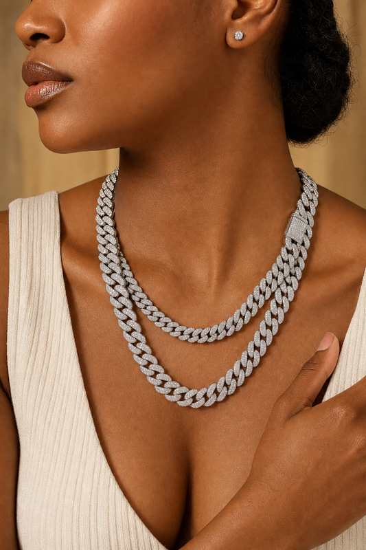 Silver Iced Cuban Set