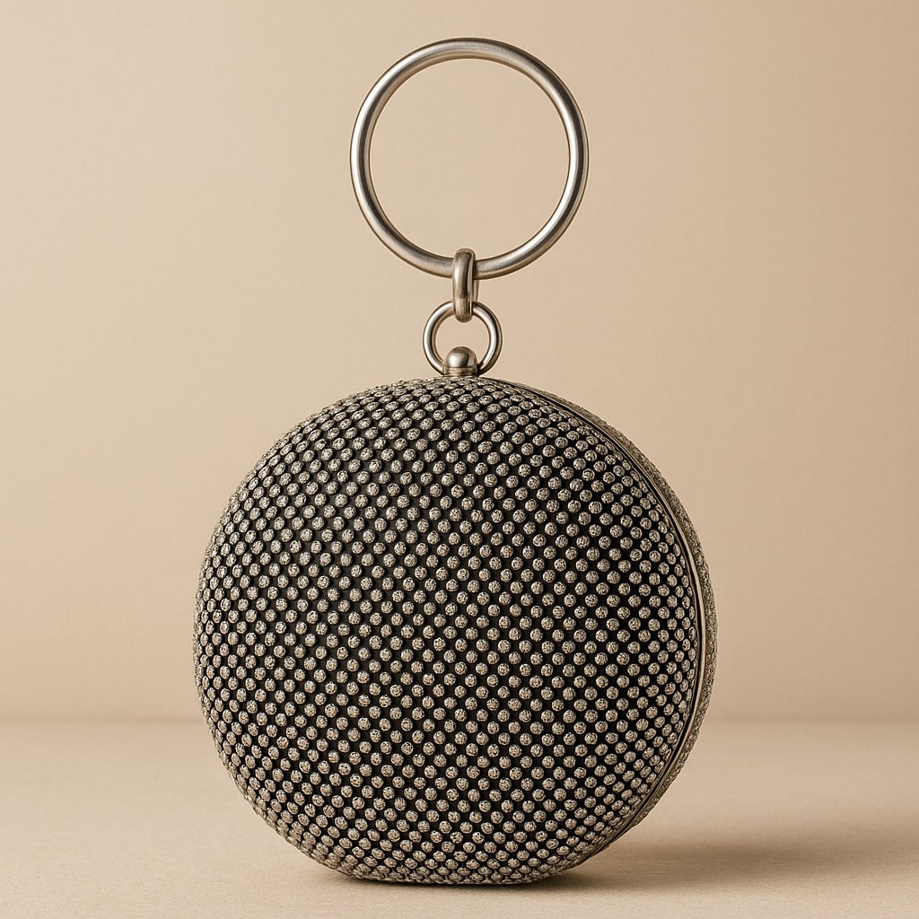Crystal Sphere Round Clutch with Bangle Handle