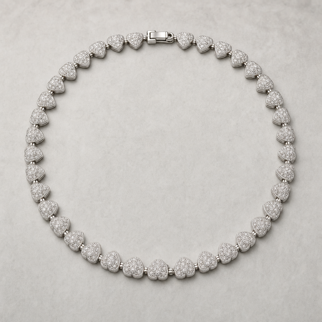 Silver Pavé Heart Necklace