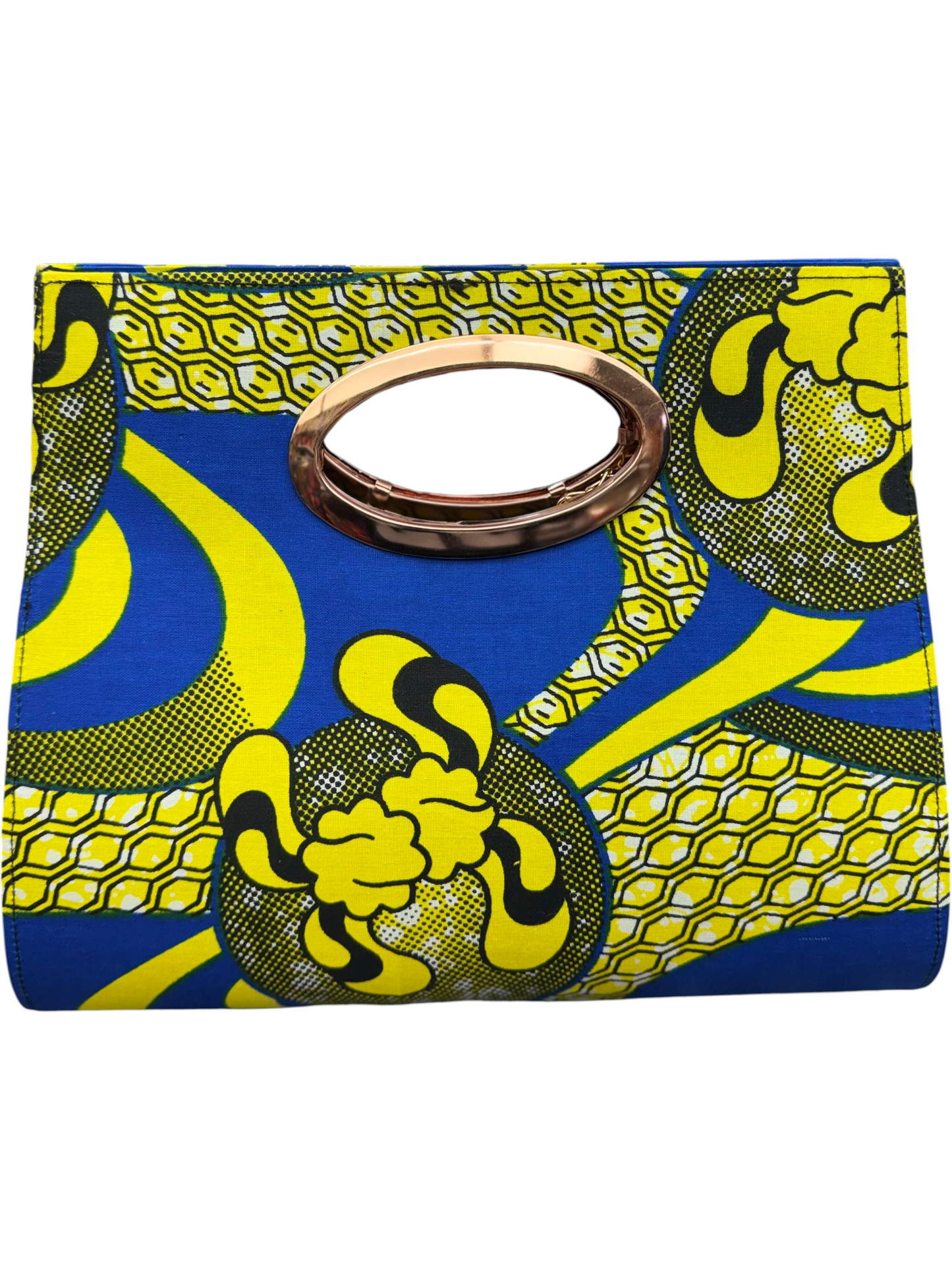 African Wax Print Oval Handle Clutch