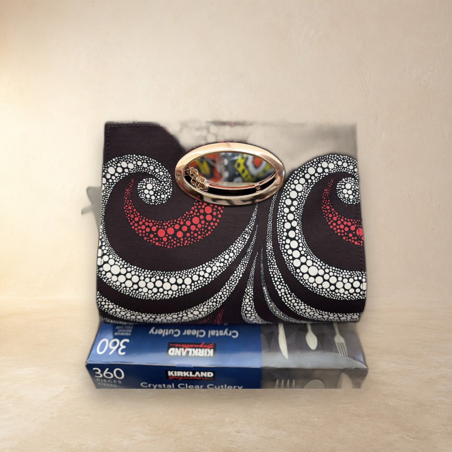 African Wax Print Oval Handle Clutch