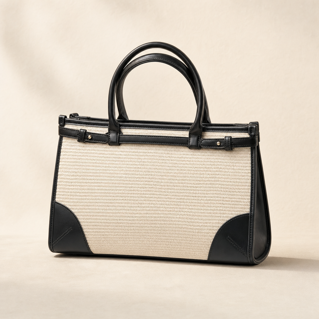 Woven Straw Leather Tote
