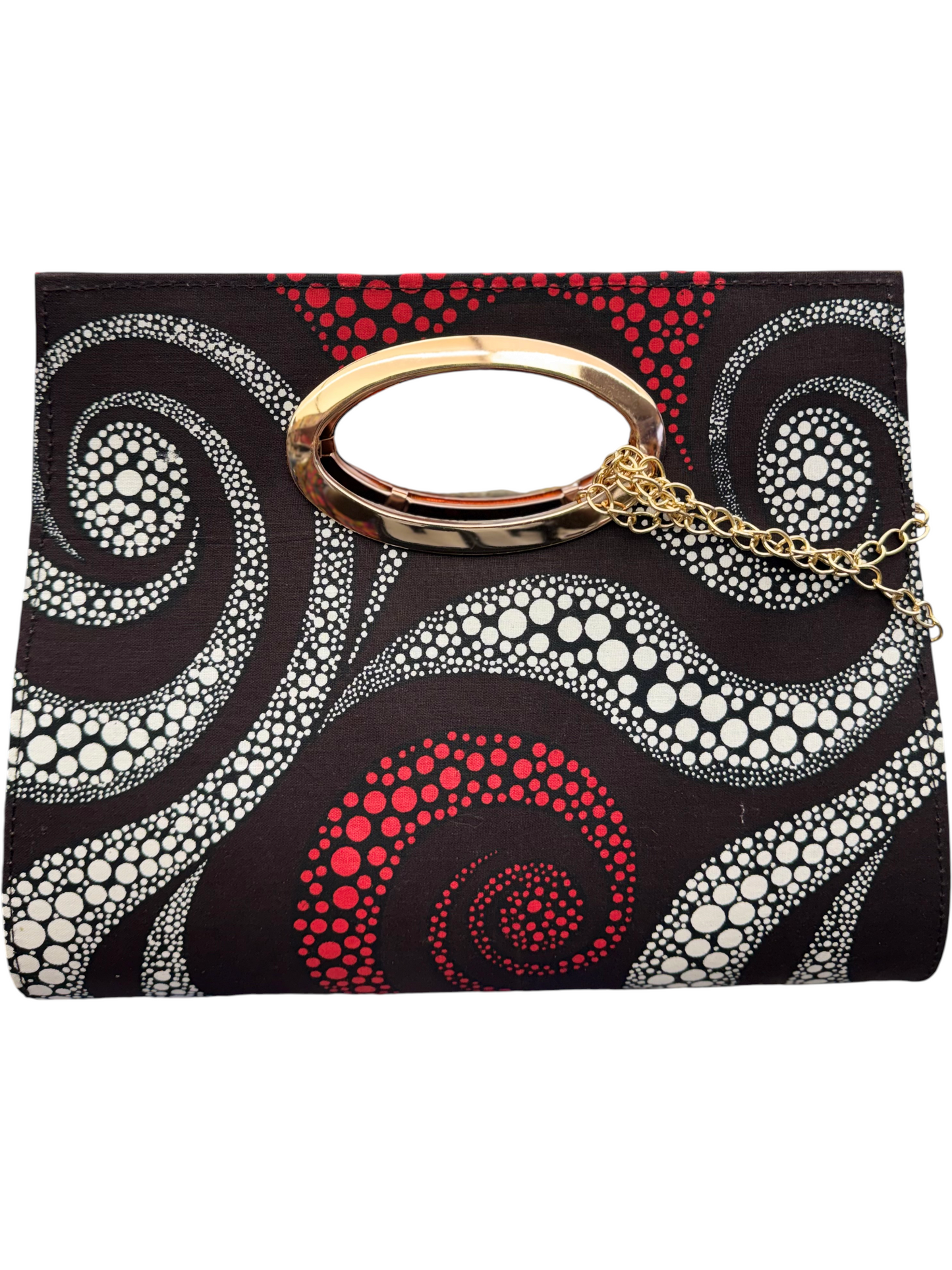 African Wax Print Oval Handle Clutch