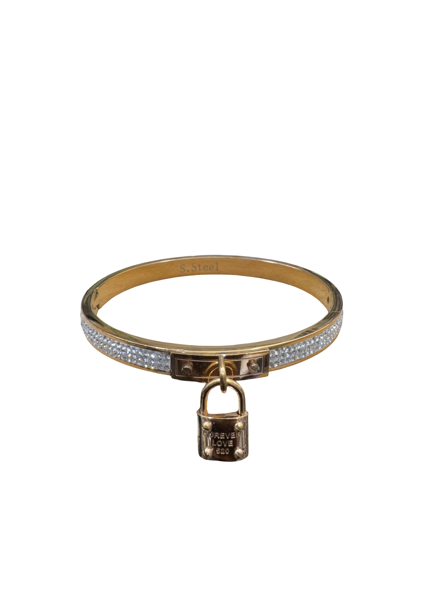 Gold Pave Lock Bangle