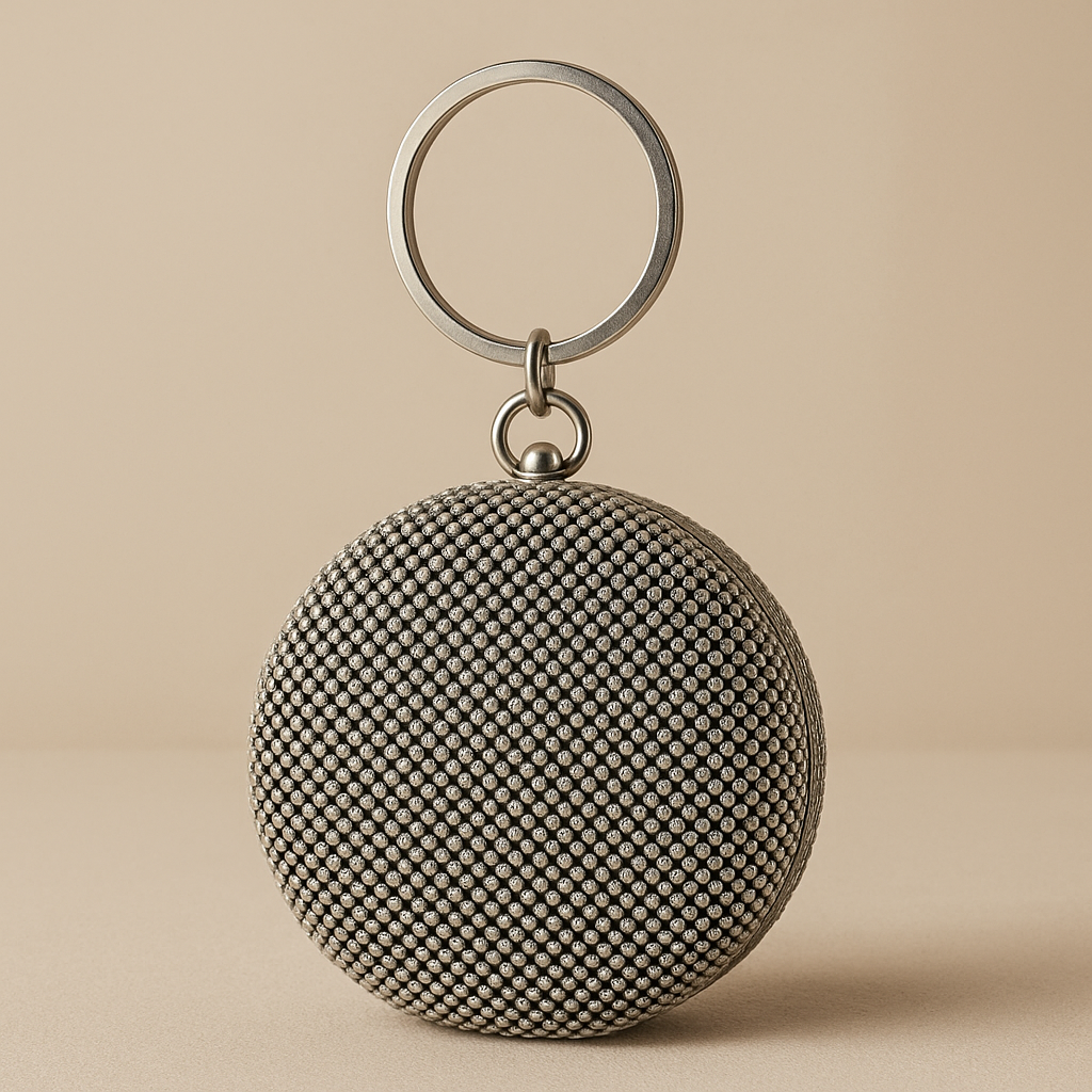 Crystal Sphere Round Clutch with Bangle Handle