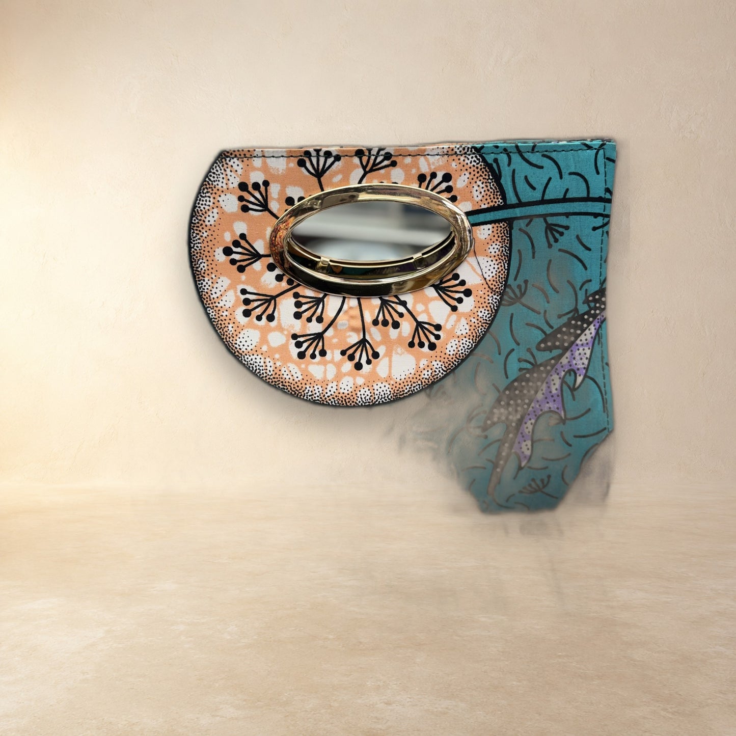 African Wax Print Oval Handle Clutch
